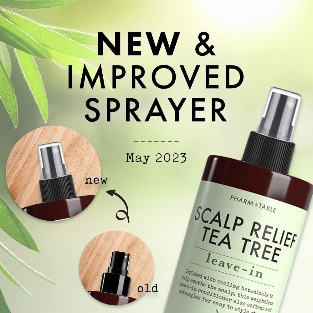 Pharm To Table Scalp Relief Tea Tree Leave-In Conditioner  Relieve Itchy  Dry Scalp  Detangles Hair  240Ml/8 Fl Oz  2-Pack