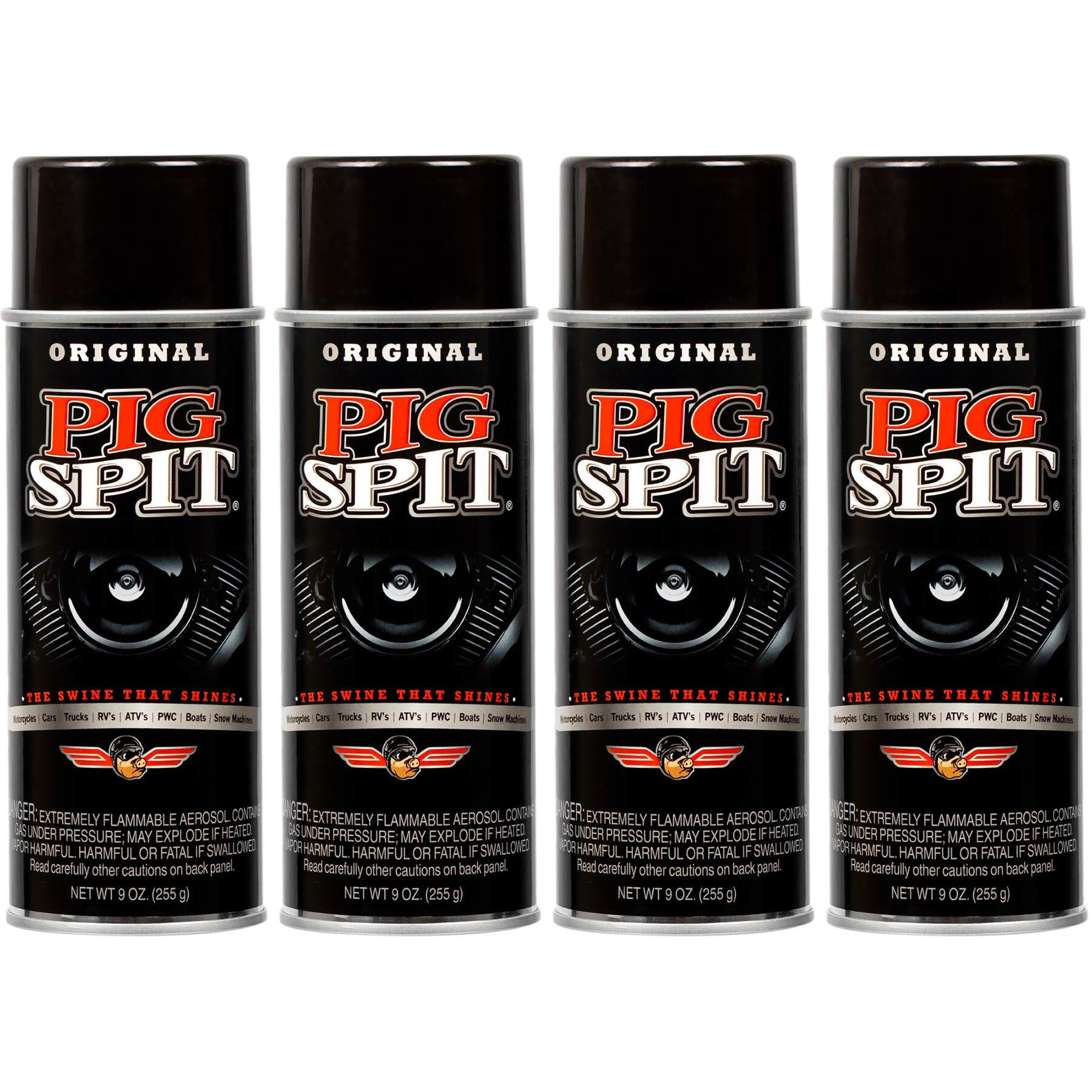 Pig Spit Original For Use On Motors  Transmissions  Vinyl And Black Plastic Trim Components And Tires  9 Oz  4-Pack