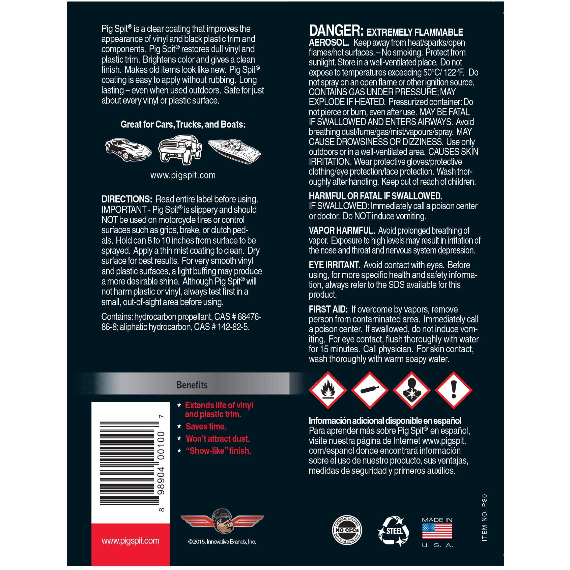 Pig Spit Original For Use On Motors  Transmissions  Vinyl And Black Plastic Trim Components And Tires  9 Oz  4-Pack