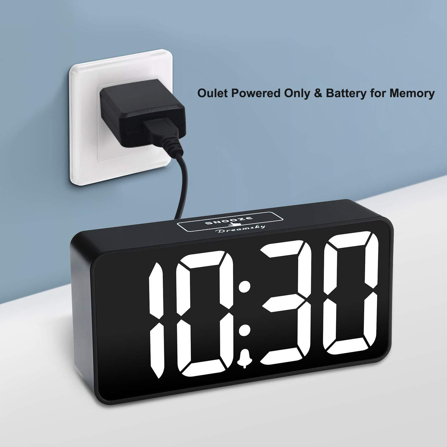 Dreamsky Compact Digital Alarm Clock With Usb Charging Port  0-100% Brightness Dimmer  Large Bold Number Display  Adjustable Alarm Volume  12/24Hr  Snooze  Small Desk Clocks For Bedroom Bedside