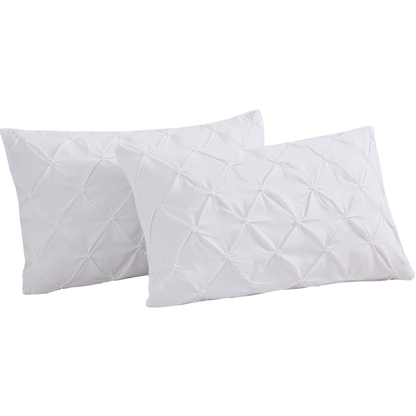 Vaulia Lightweight Microfiber Decorative Pillow Shams  Pinch Pleat Design Queen Size (20X30)  White Color 2-Pack
