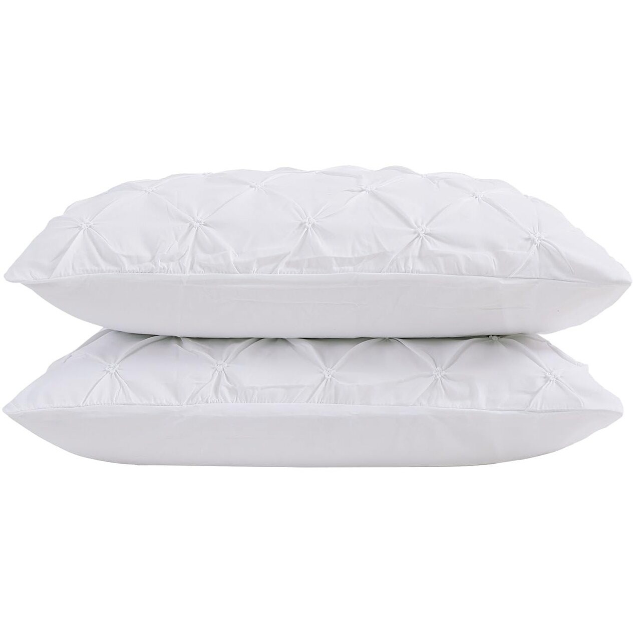 Vaulia Lightweight Microfiber Decorative Pillow Shams  Pinch Pleat Design Queen Size (20X30)  White Color 2-Pack