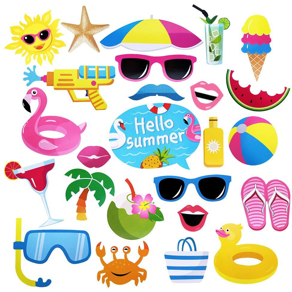 Pool Photo Booth Props Beach Pool Party Favors Summer Party Photo Props For Baby Shower  Birthday  Hawaii