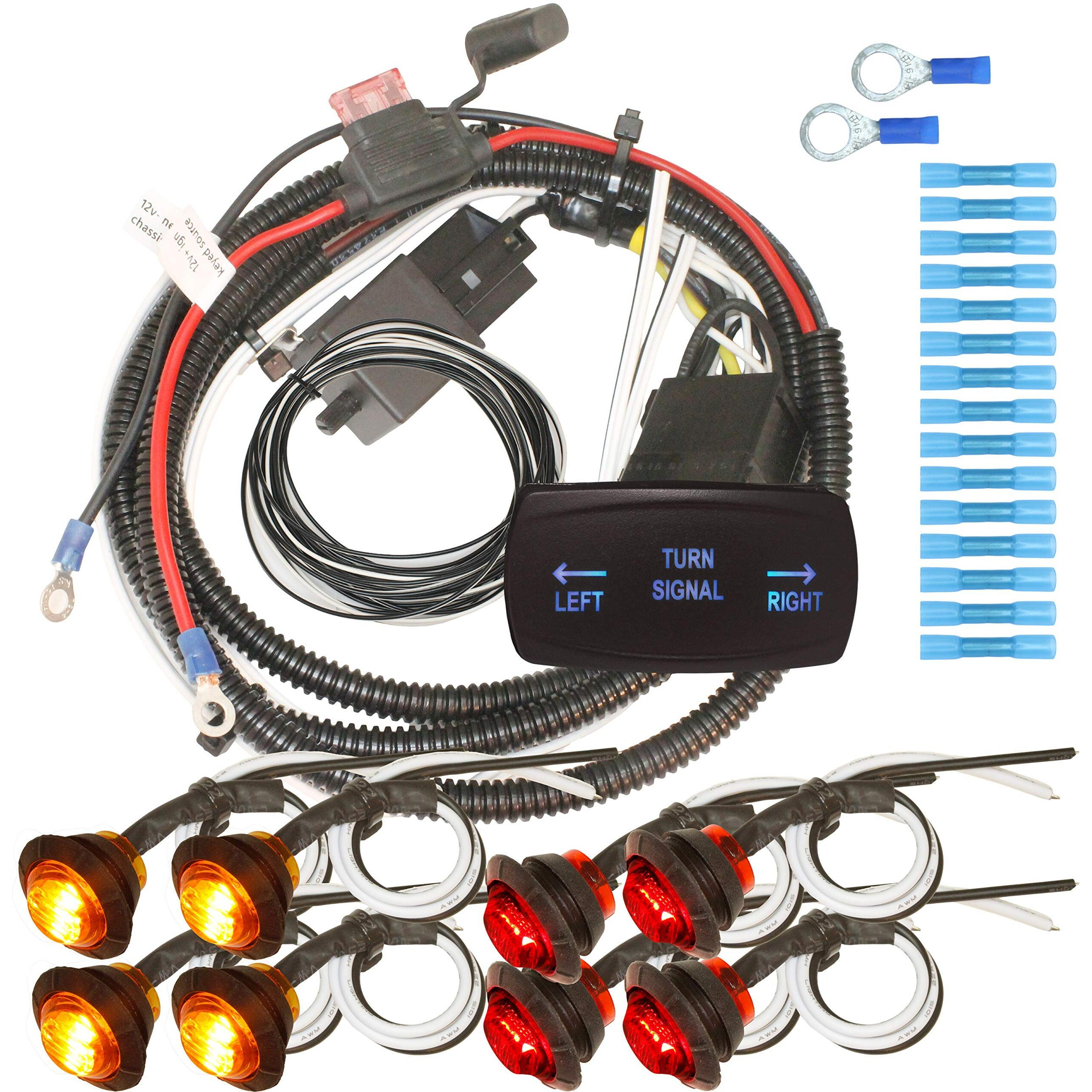 Mcsadventures Universal Rocker Switch Atv Utv Turn Signal Kit Blinker Kit (Horizontal Backlit  Blue) Street Legal Kit For Honda Talon Pioneer