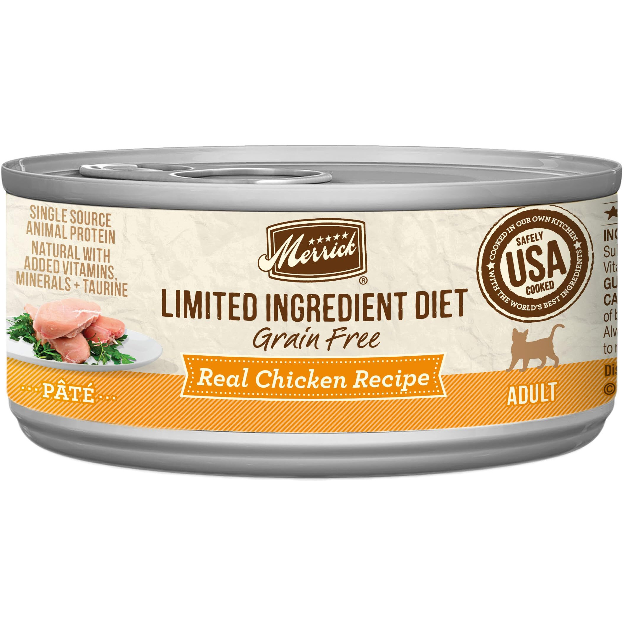 Merrick Limited Ingredient Diet Premium Grain Free And Natural Canned Pate Wet Cat Food  Chicken Recipe - (Pack Of 24) 2.75 Oz. Cans