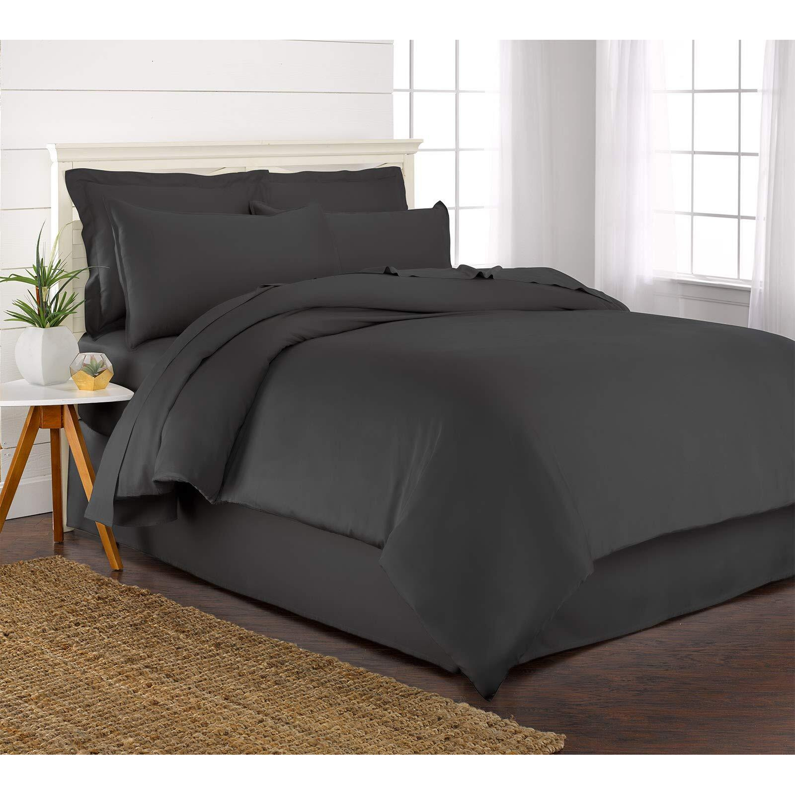 Pure Bamboo Queen Duvet Cover 3 Piece Set  Genuine 100% Organic Viscose Derived From Bamboo  Luxuriously Soft And Cooling  Includes 2 Pillowcases (Queen  Charcoal)