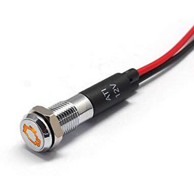 Alpinetech Pl8Ms 8Mm 5/16"" 12V Led Metal Signal Indicator Pilot Dash Light With Symbols (Check Engine)