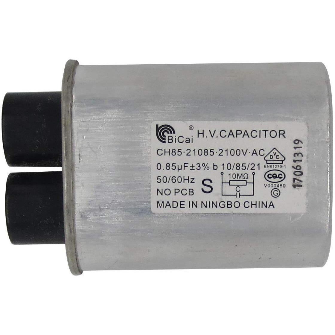 Cqc&Vde Certification Universal Household Microwave High Voltage Capacitor Ch85 2100V Ac H.V.Capacitor 10/85/21 50/60Hz No Pcb Vde En61270-1 (21085 0.85Uf)