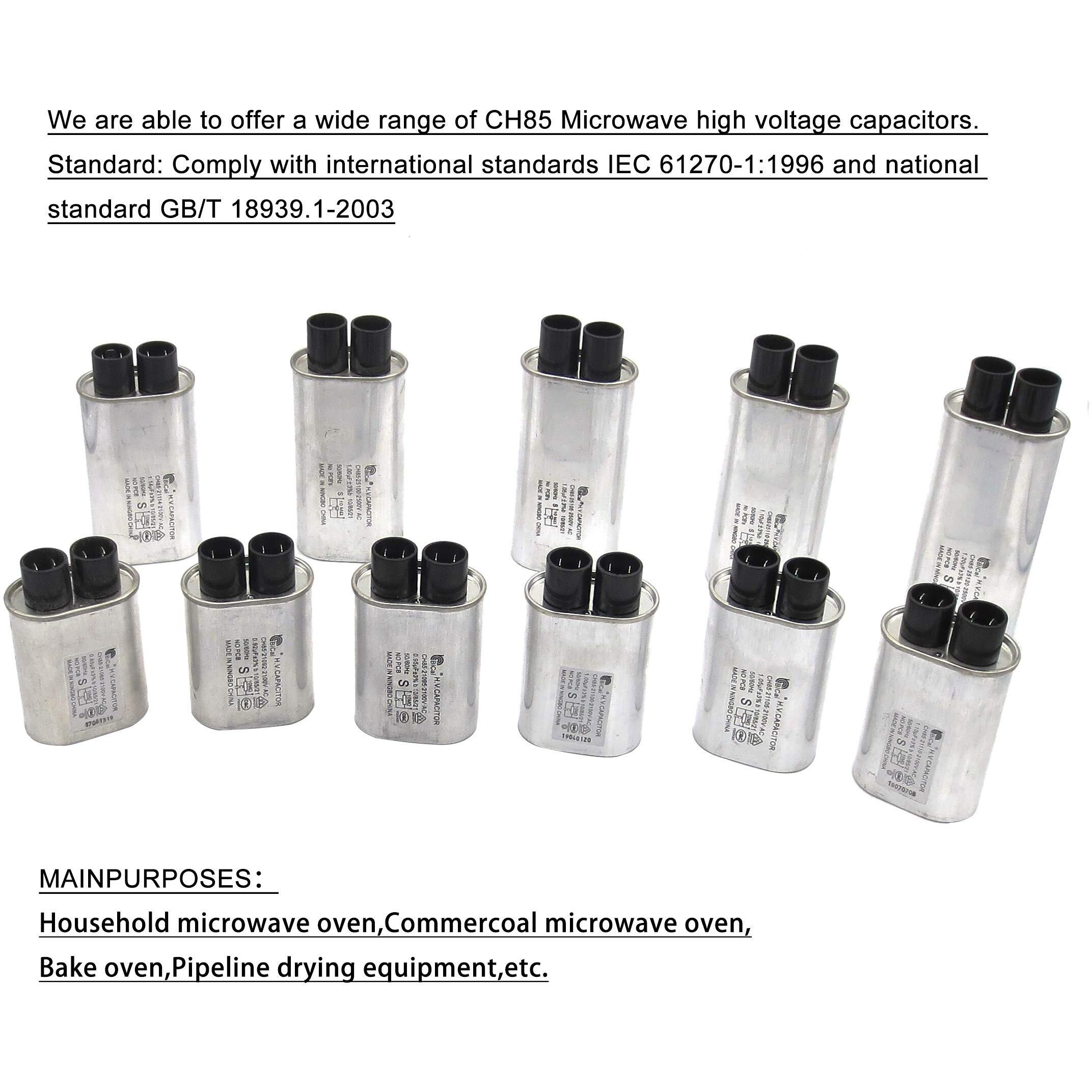 Cqc&Vde Certification Universal Household Microwave High Voltage Capacitor Ch85 2100V Ac H.V.Capacitor 10/85/21 50/60Hz No Pcb Vde En61270-1 (21085 0.85Uf)