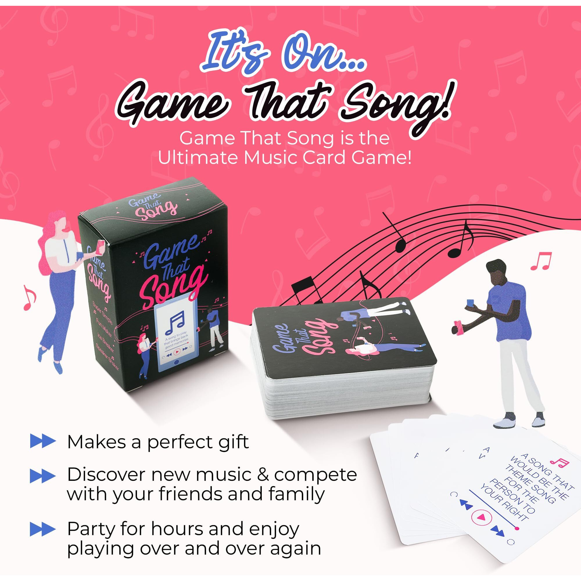 Game That Song - Fun Music Card Game For Adults And Teens - Compete To Play The Best Song- Makes A Great Gift For Music Lovers  Game Night  Karaoke Or Singing