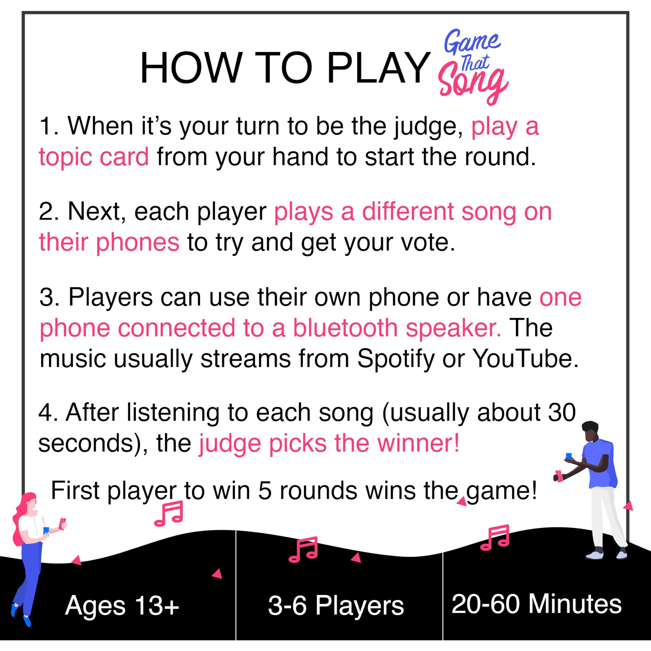 Game That Song - Fun Music Card Game For Adults And Teens - Compete To Play The Best Song- Makes A Great Gift For Music Lovers  Game Night  Karaoke Or Singing