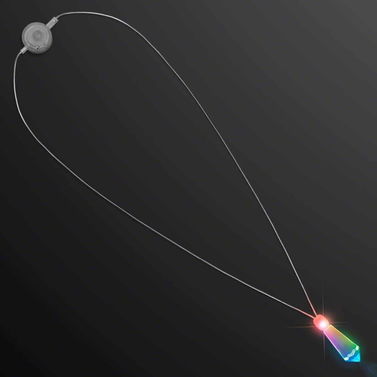 Set Of 5 Mystic Crystal Light Up Necklaces With Color Change Led Pendant