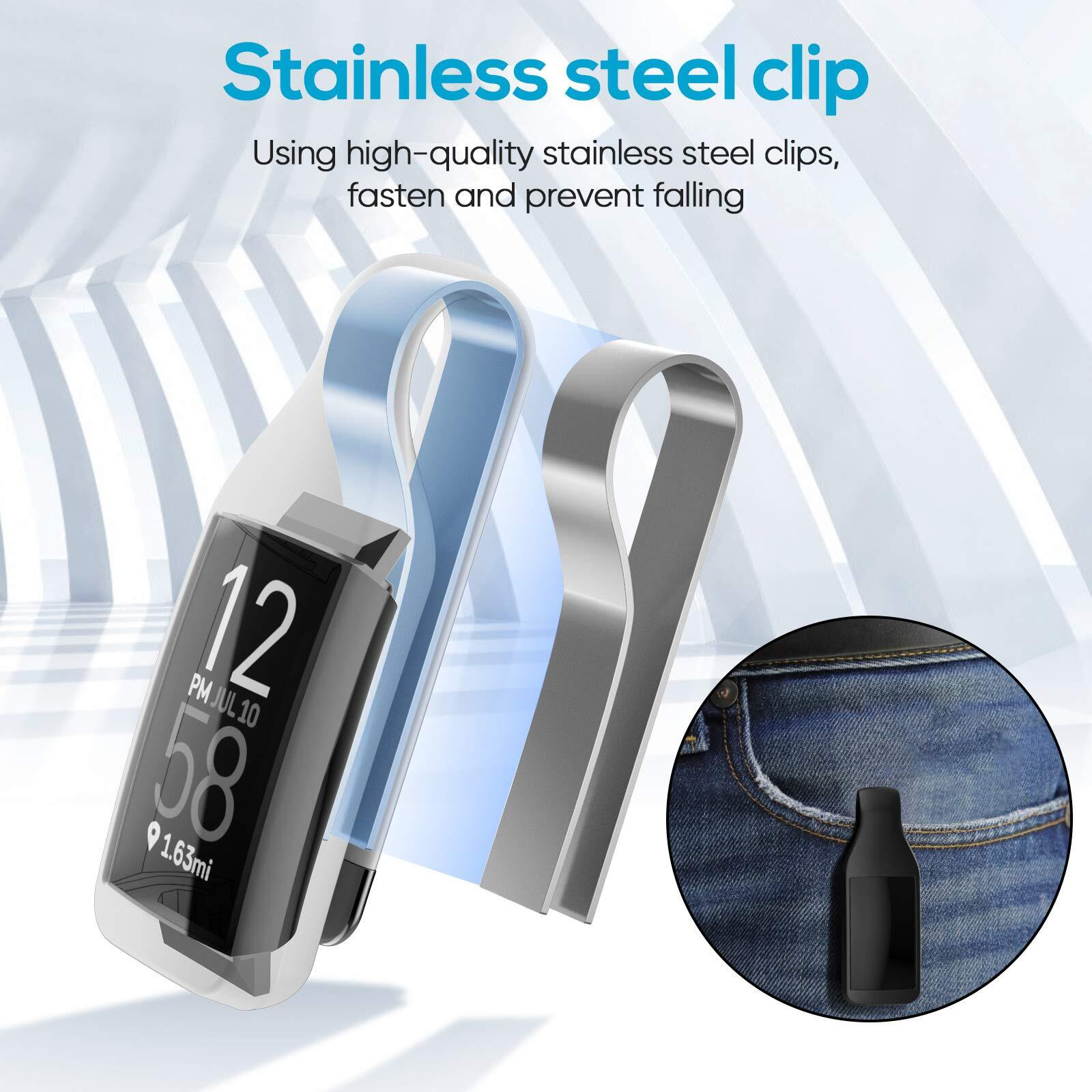 Eeweca Clip Holder For Fitbit Charge 3/4 Silicone Case Accessory  Black