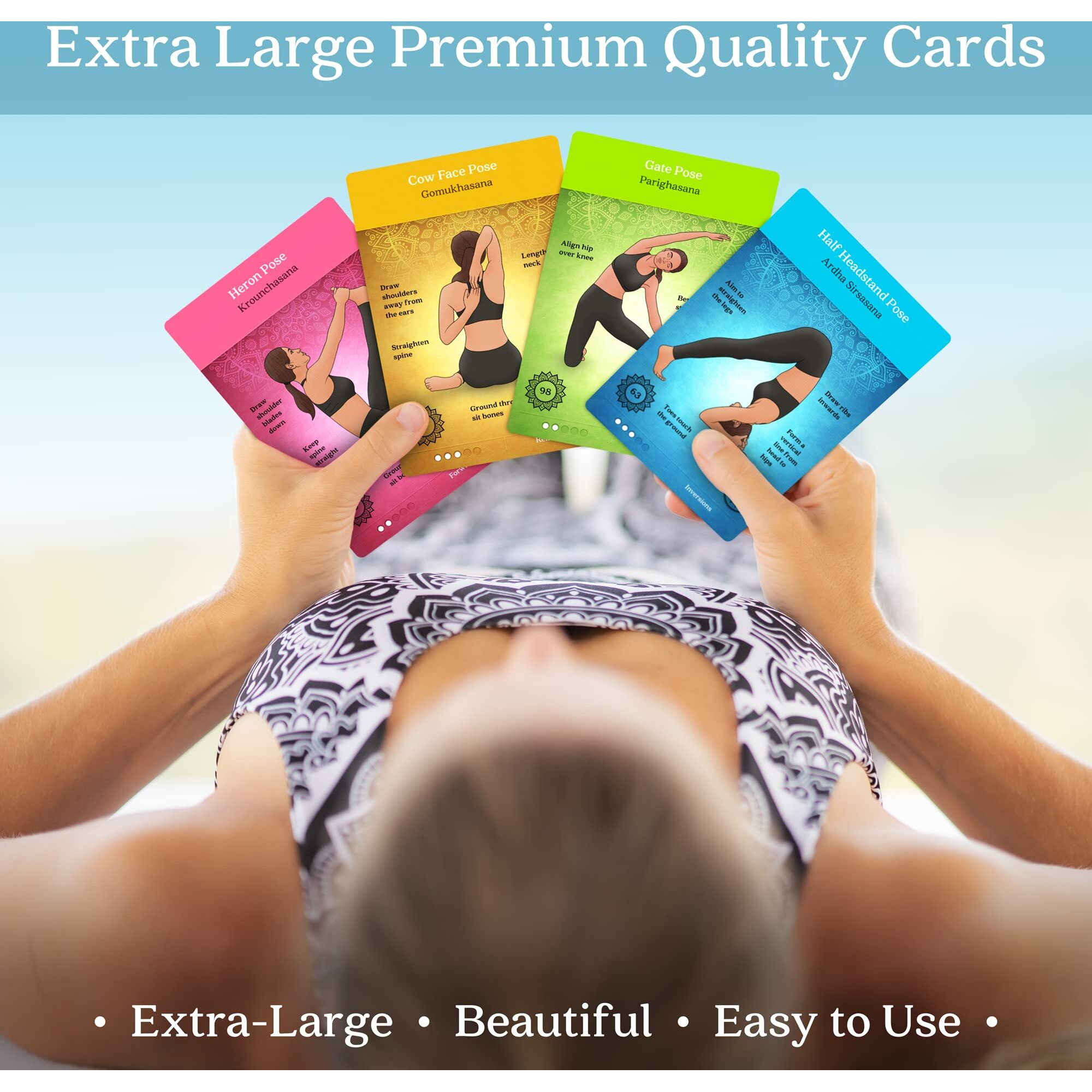Asana Moon Premium Yoga Cards - Deck With Over 120 Yoga Poses - Yoga Sequencing Deck With Yoga Cues And Sanskrit Names For Beginners And Teachers - Unique Yoga Gift For Women Or Any Yoga Lover