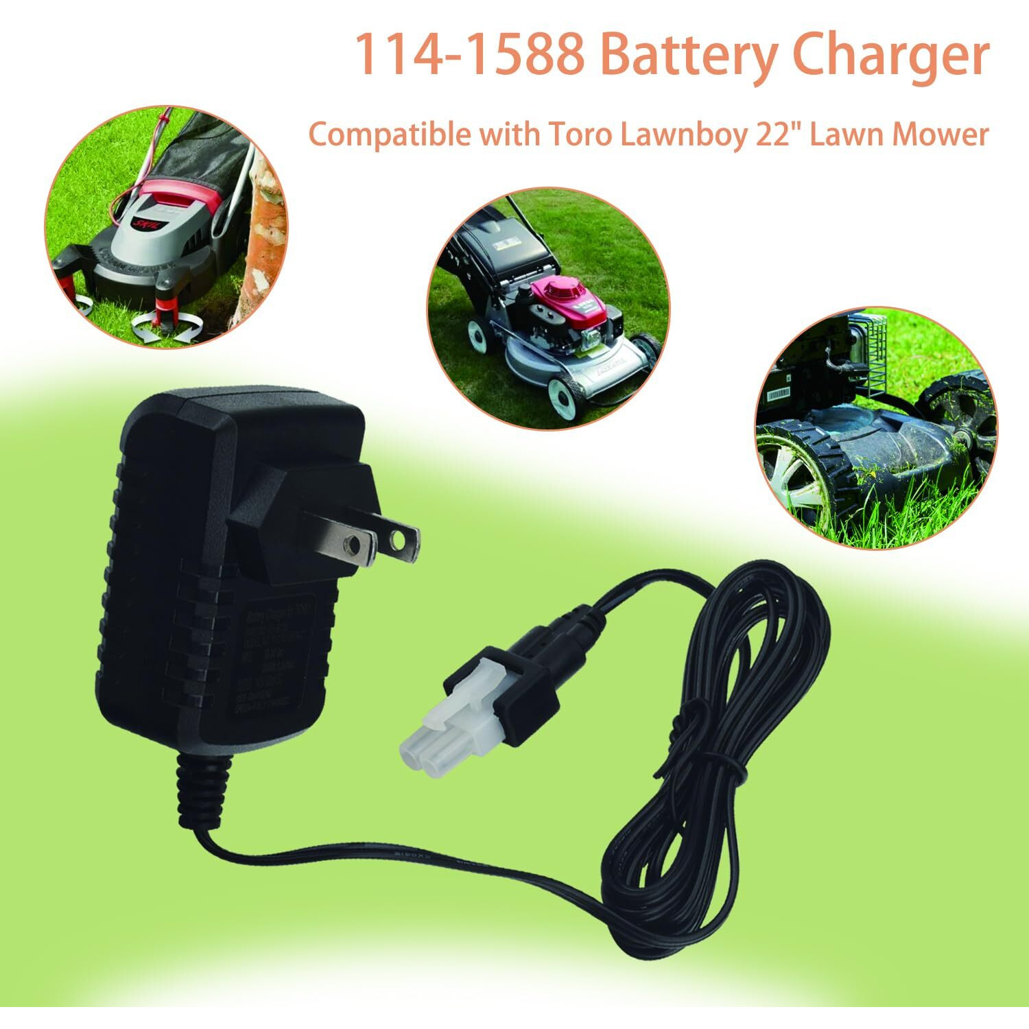 Haiouus 136-9126 114-1588 Battery Charger  Compatible With Toro Lawnboy 22"" Lawn Mower  Replaces 136-9126 104-7401 1141588 105-6845 104-7682 115-13044 For 20334C 10666C 10686C 10796 17734(12V) (1)