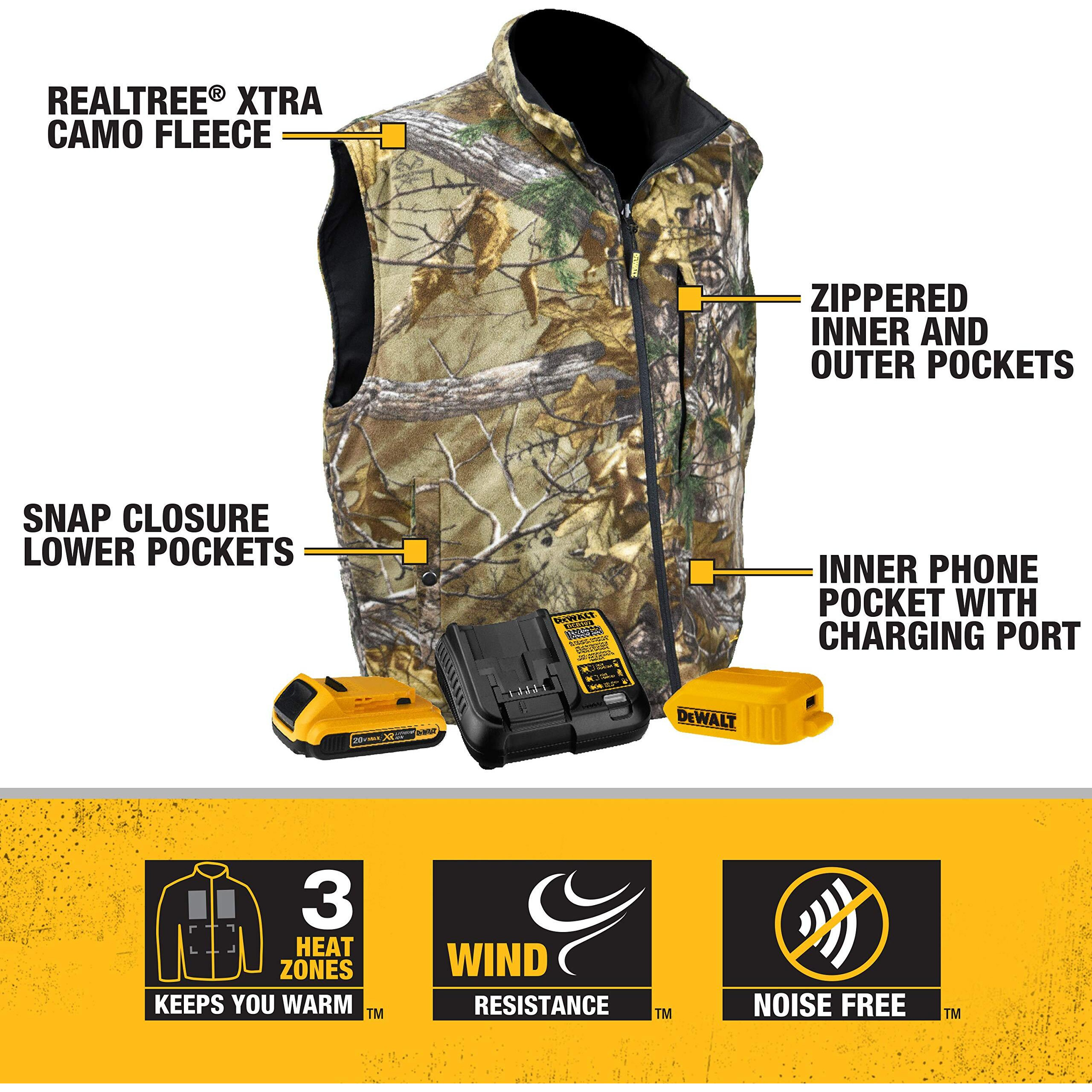 Radians Dewalt Camouflage Fleece Heated Vest With Battery  Charger  And Adapter - Size 2X Large