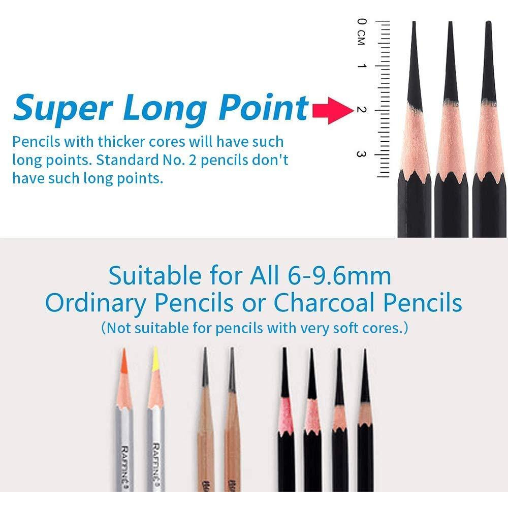 Afmat Artist Pencil Sharpener  Charcoal Pencil Sharpener  Long Point Pencil Sharpener  Art Pencil Sharpener For 6-9.6Mm Large Pencils  Rechargeable Pencil Sharpeners For Art Pencils-Blue