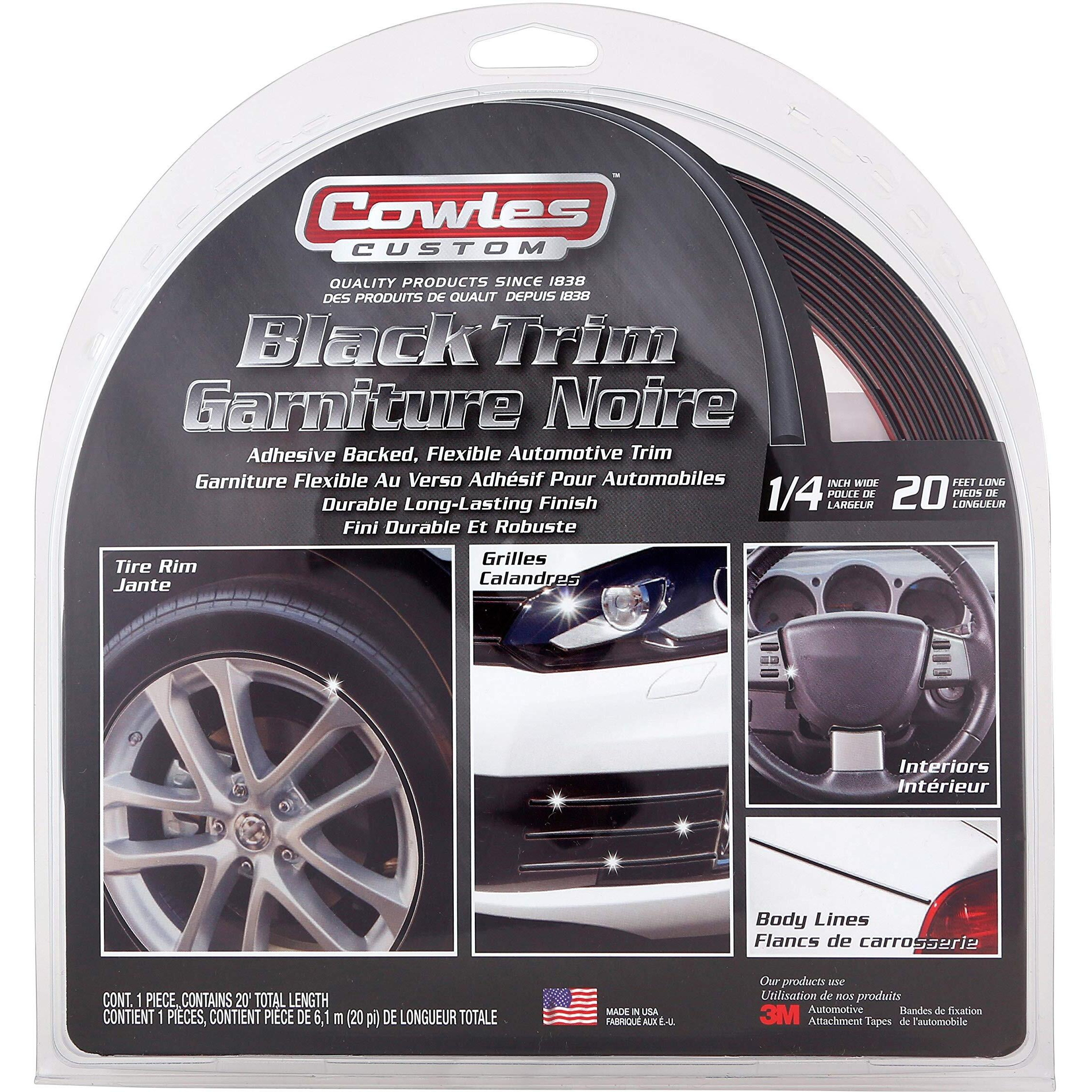 Cowles - Premium Universal Body Molding For All Vehicles - Easy Install  Black Finish  1/4"" By 20 Ft  Uv Protected  Long Lasting Flexible Pvc