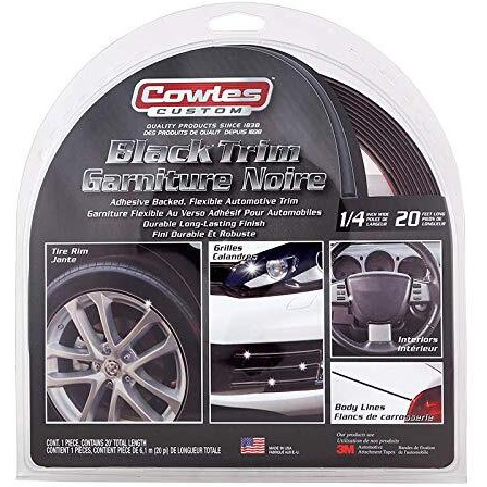 Cowles - Premium Universal Body Molding For All Vehicles - Easy Install  Black Finish  1/4"" By 20 Ft  Uv Protected  Long Lasting Flexible Pvc