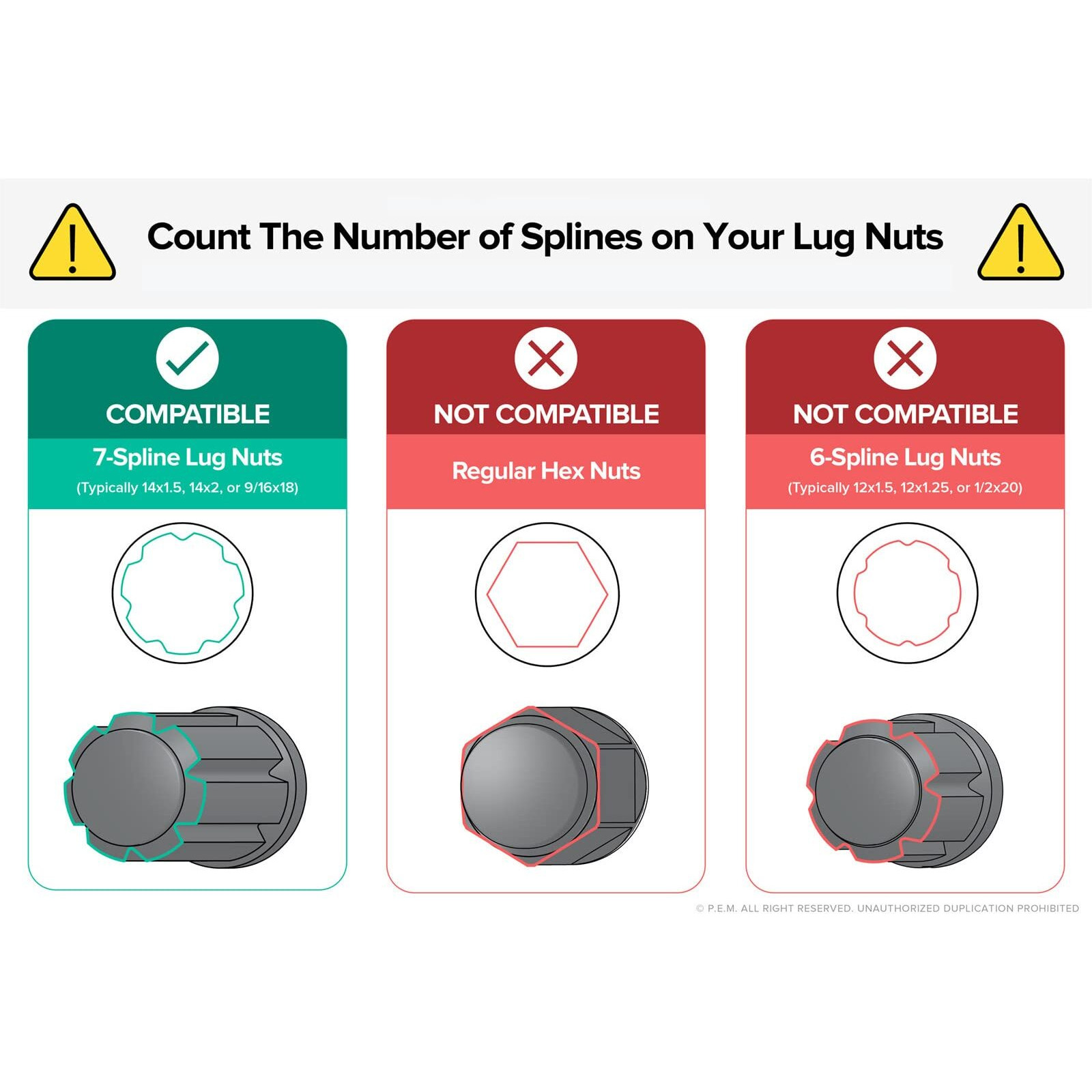 7 Point Spline Drive Tuner Socket Key Tool For Seven-Spline Wheel Lock Lug Nuts - 20Mm Inner Diameter - Compatible With 19Mm (3/4) And 21Mm (13/16) Hex Socket - Pack Of 2