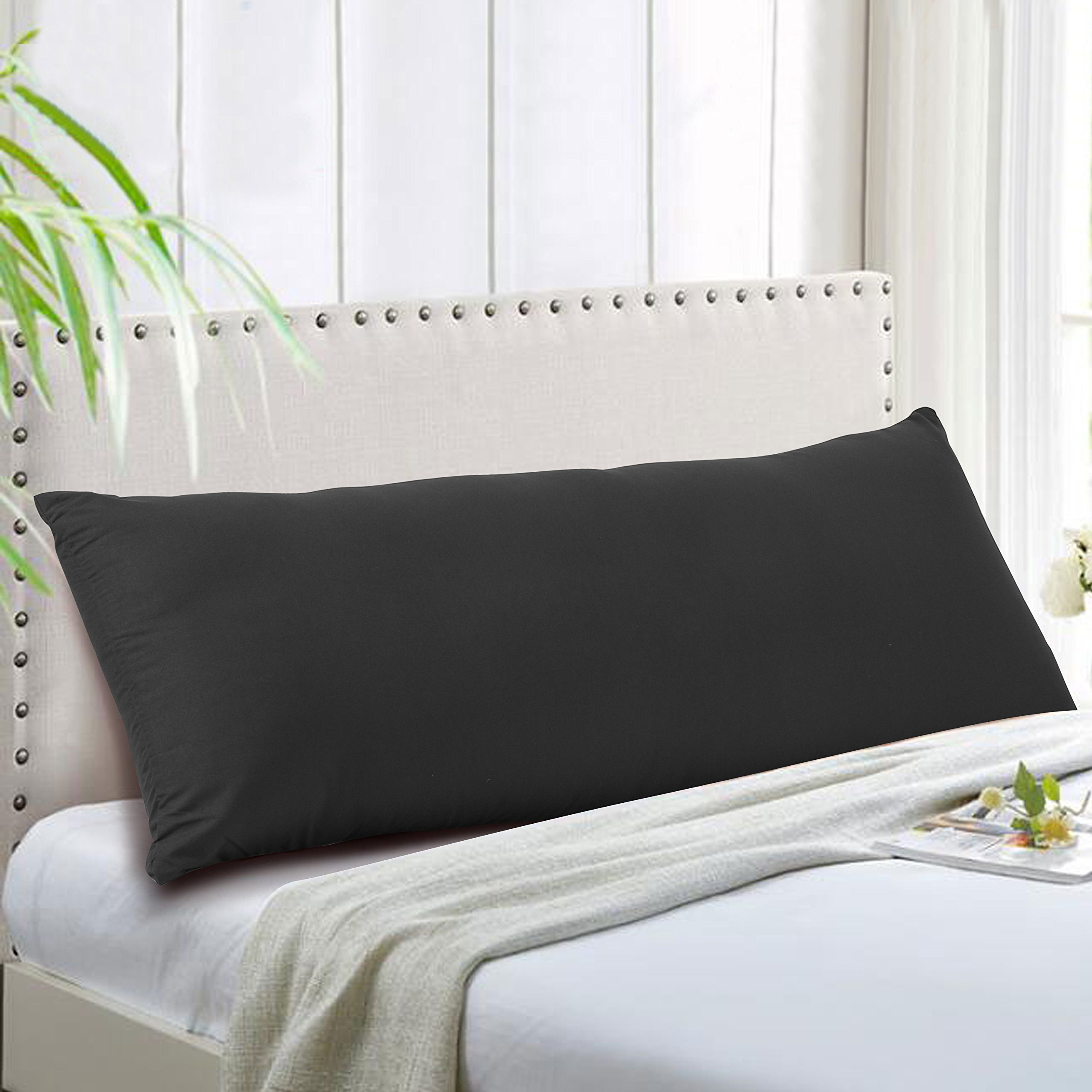 Evolive Ultra Soft Microfiber Body Pillow Cover/Pillowcases 21"&quotX54"" With Hidden Zipper Closure (21"&quotX54"" Body Pillow Cover  Black)