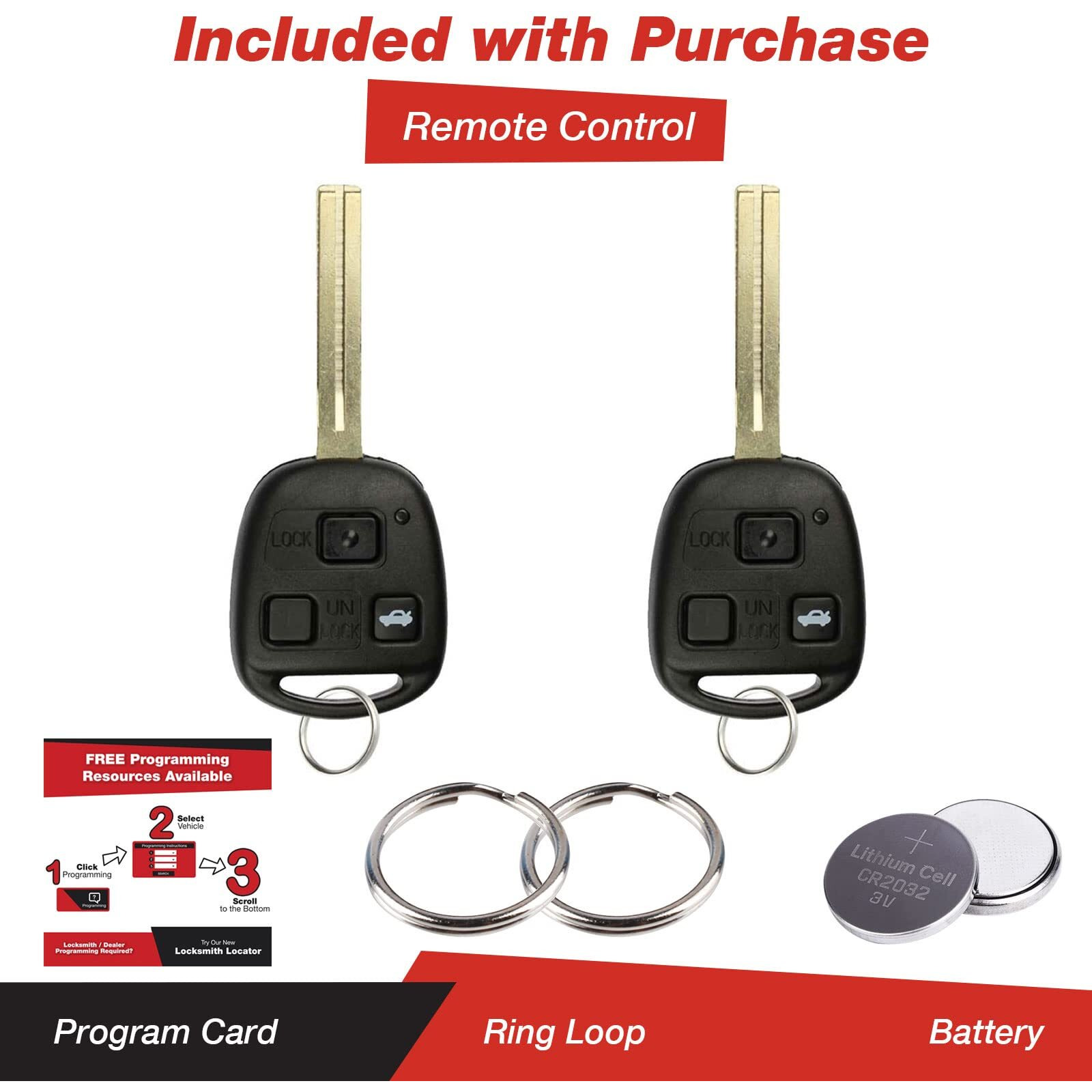 Keylessoption Keyless Entry Remote Fob Uncut Car Master Ignition Key For Es330 Ls430 Sc430  Hyq12Bbt (Pack Of 2)