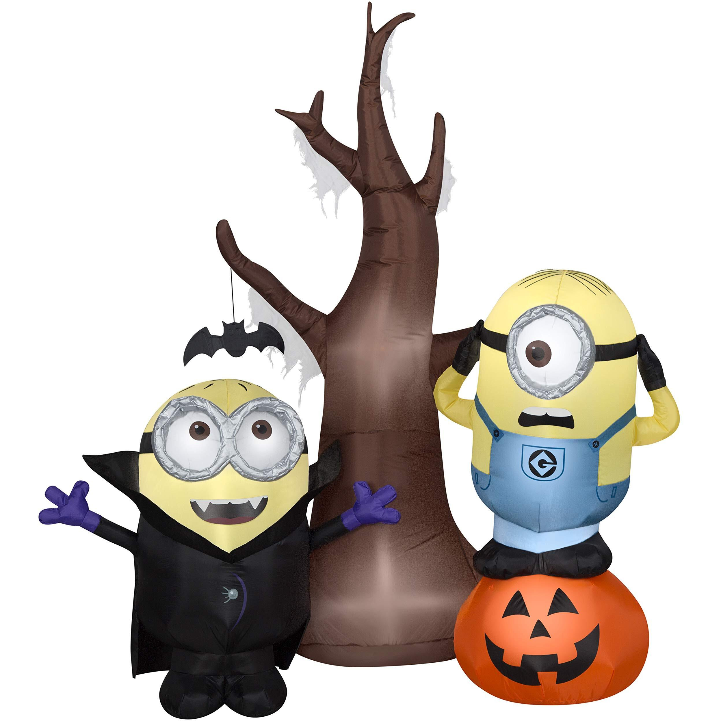 Gemmy 5.5' Airblown Minions W/Tree And Pumpkin Scene Universal