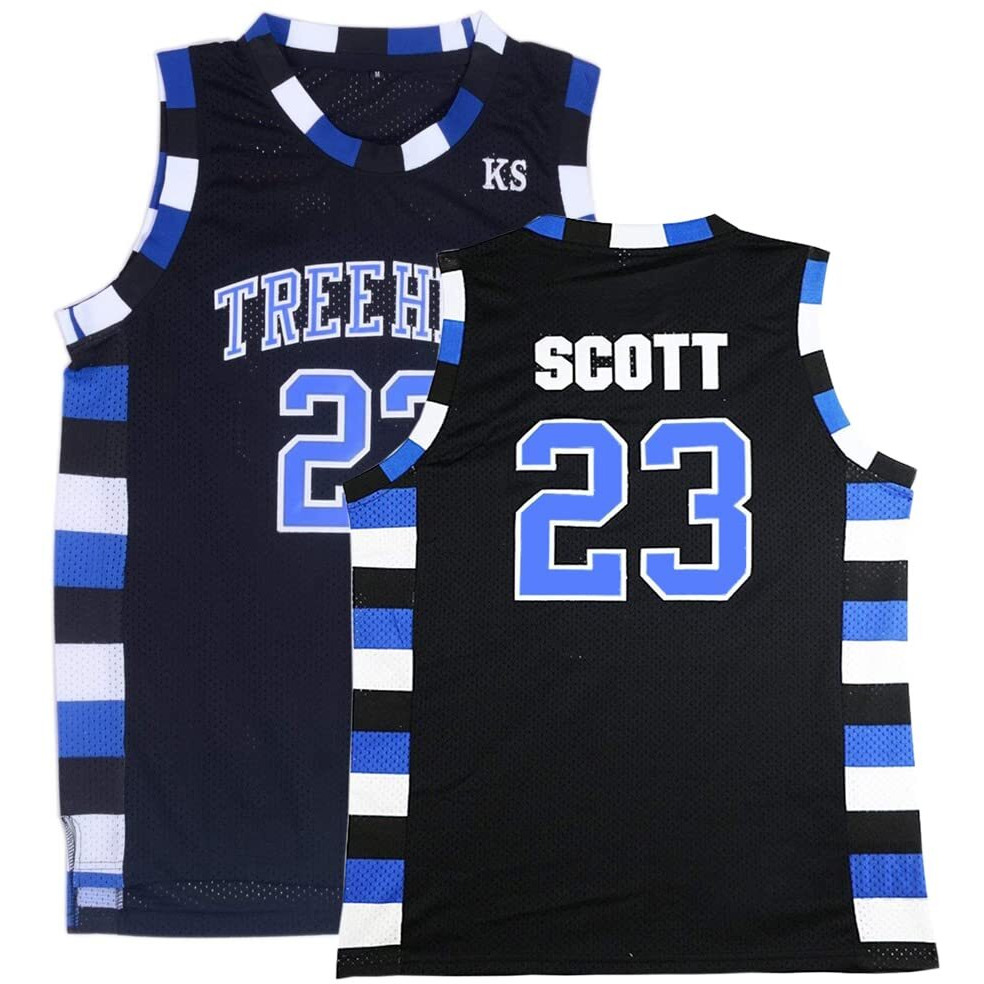 Mens One Tree Hill Scott Basketball Jersey (23 Black  Large)