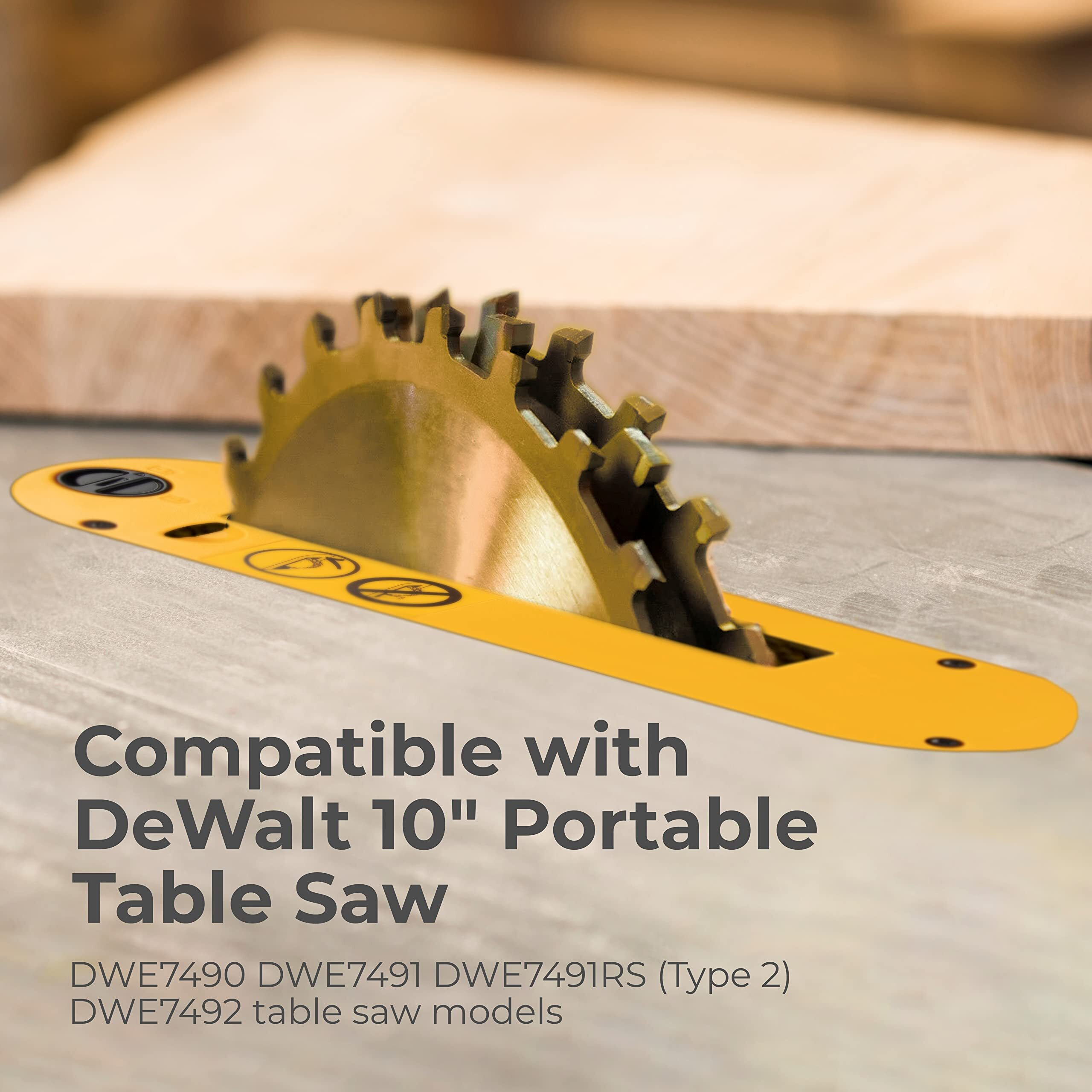 Tongass Dado Throat Plate Compatible With Dewalt 10"" Portable Table Saw (Dwe7490 Dwe7491 Dwe7491Rs Dwe7492) - Made From Impact-Resistant Pc/Pbt Blend Material