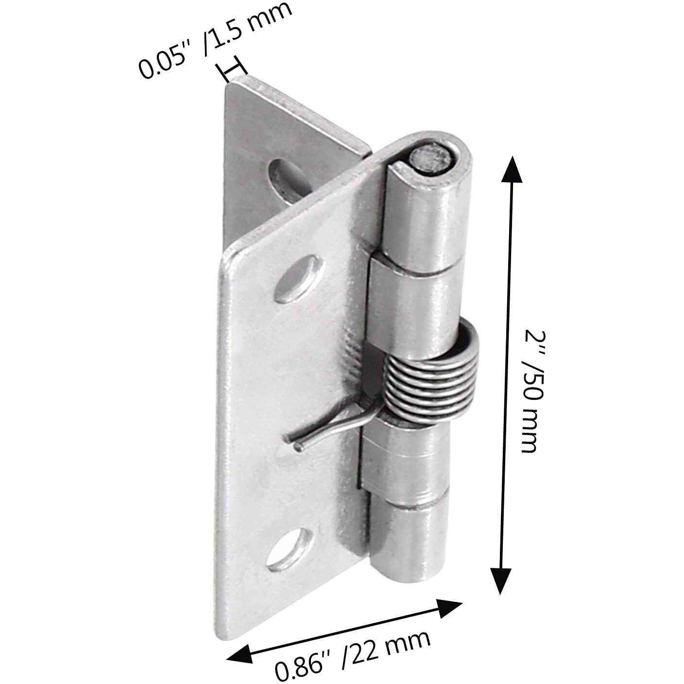 Luomorgo 4 Pcs Spring Loaded Hinges For Cabinets  2 Inch Length Stainless Steel Spring Hinges Self Closing