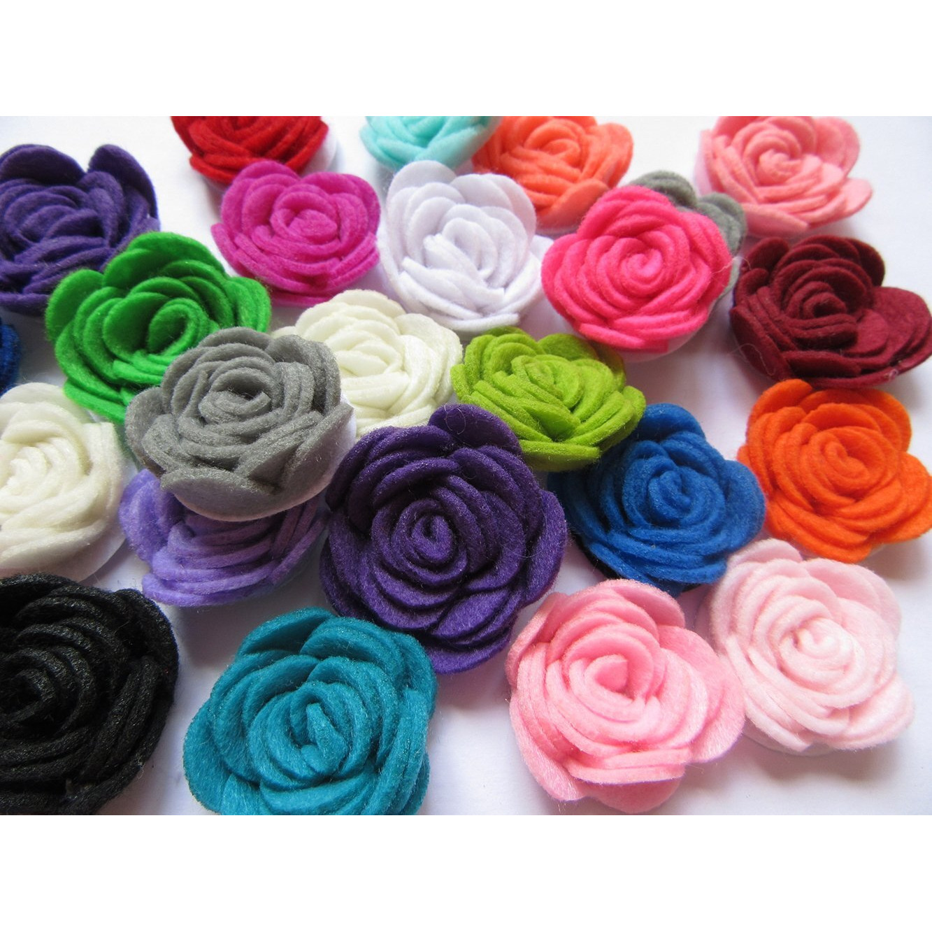 Yycraft Pack Of 20Pcs Felt Flower Rose 1.5"" 4D Applique/Bow-Mix