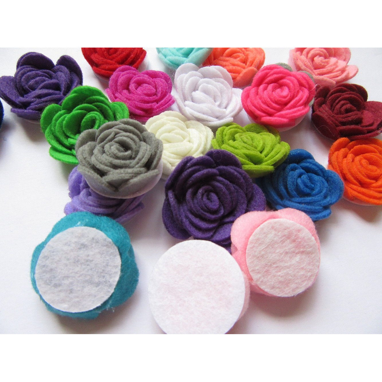 Yycraft Pack Of 20Pcs Felt Flower Rose 1.5"" 4D Applique/Bow-Mix