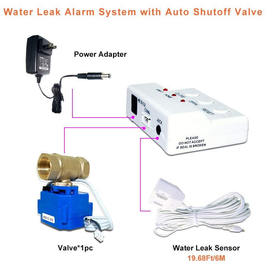 E-Sds Water Leak Detector With Shutoff Valve Sensors And Sounds Alarm Automatic Water Leak Shut Off Valve System For Pipes 3/4 Npt Flood Prevention For Laundry Water Heaters And More