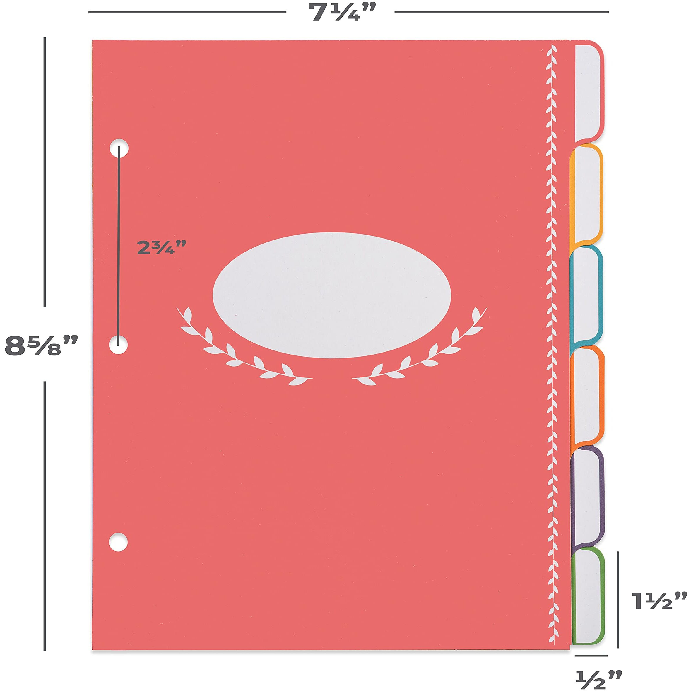 Jot & Mark Blank Recipe Binder Dividers With Tabs | Six Customizable Organizer Dividers For 8.5&quot&quotX9.5&quot&quot 3-Ring Binders (Rainbow)