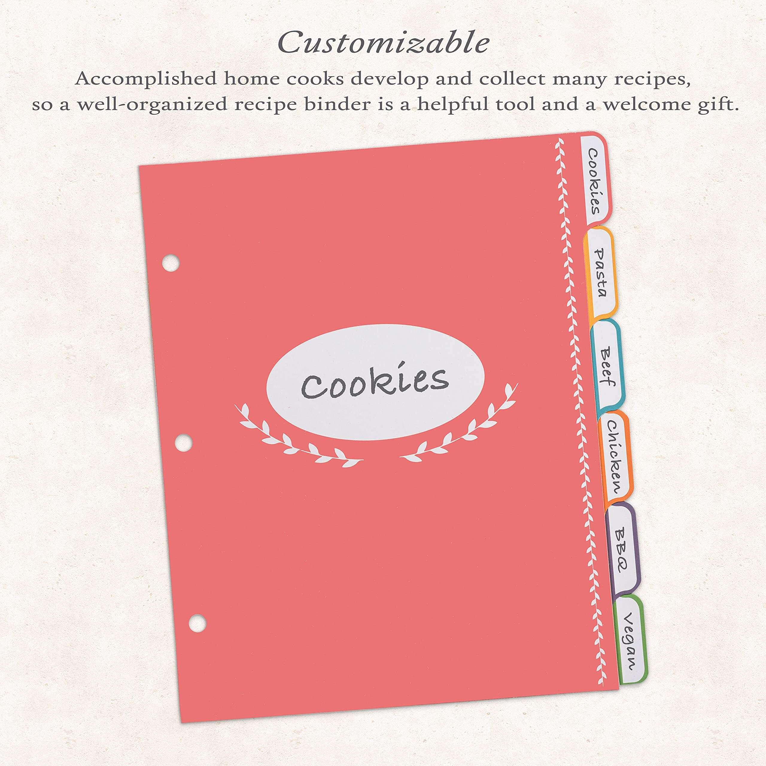 Jot & Mark Blank Recipe Binder Dividers With Tabs | Six Customizable Organizer Dividers For 8.5&quot&quotX9.5&quot&quot 3-Ring Binders (Rainbow)