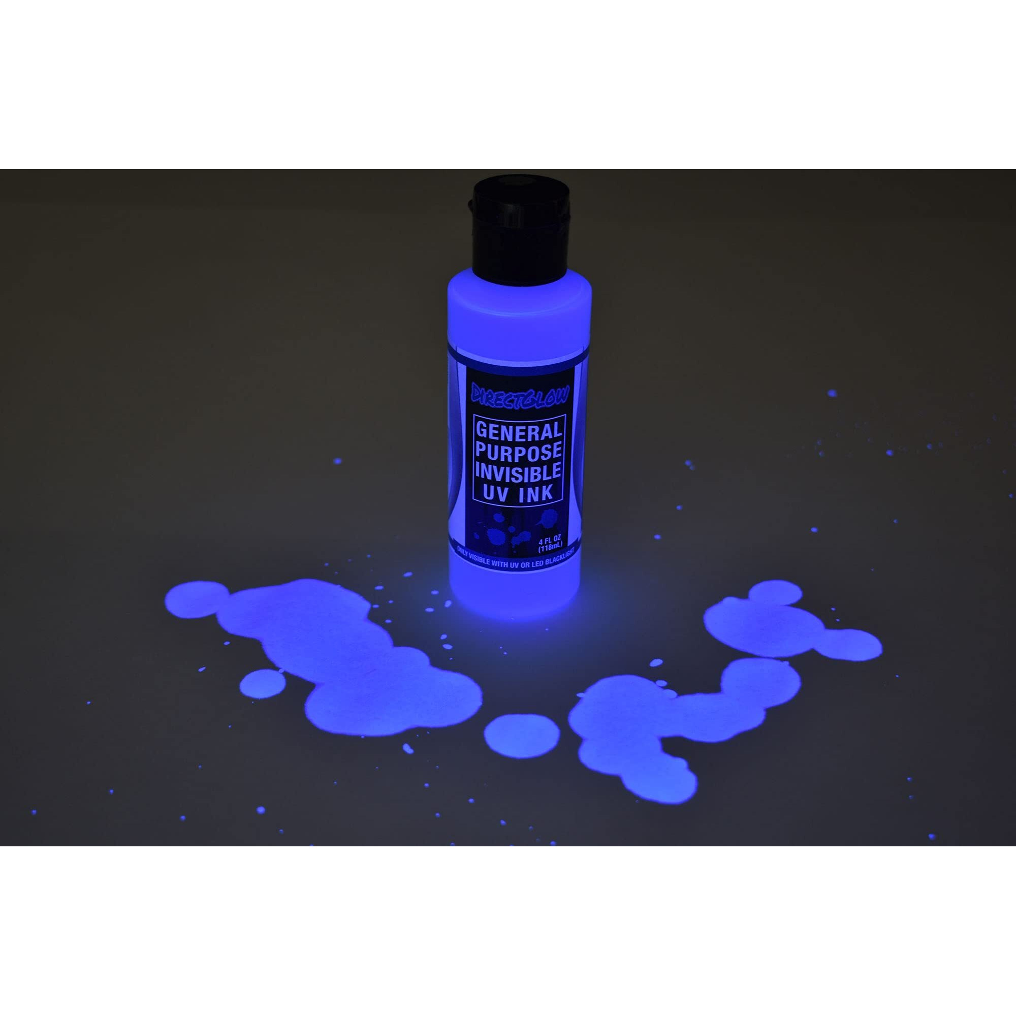 Directglow General Purpose Invisible Blue Ultraviolet Blacklight Reactive Ink Secret Messages Security Identification Glow Party (4 Ounce Bottle)