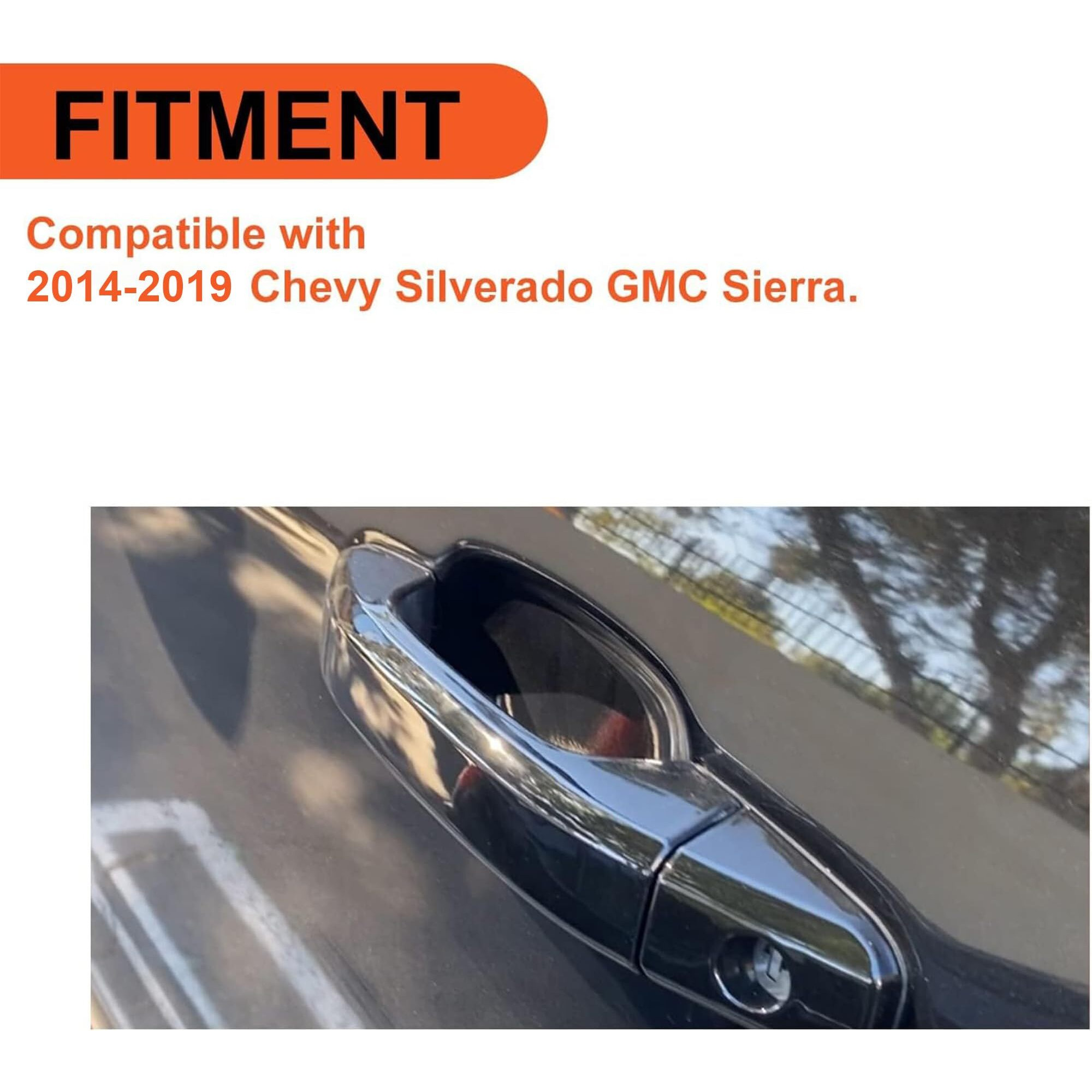 Ecotric 4Pcs Exterior Door Handles Replacement Compatible With 2014-2019 Chevy Silverado Gmc Sierra Replacement For 22923605 23236150 22929464 22923599 84713668 22929412 Black