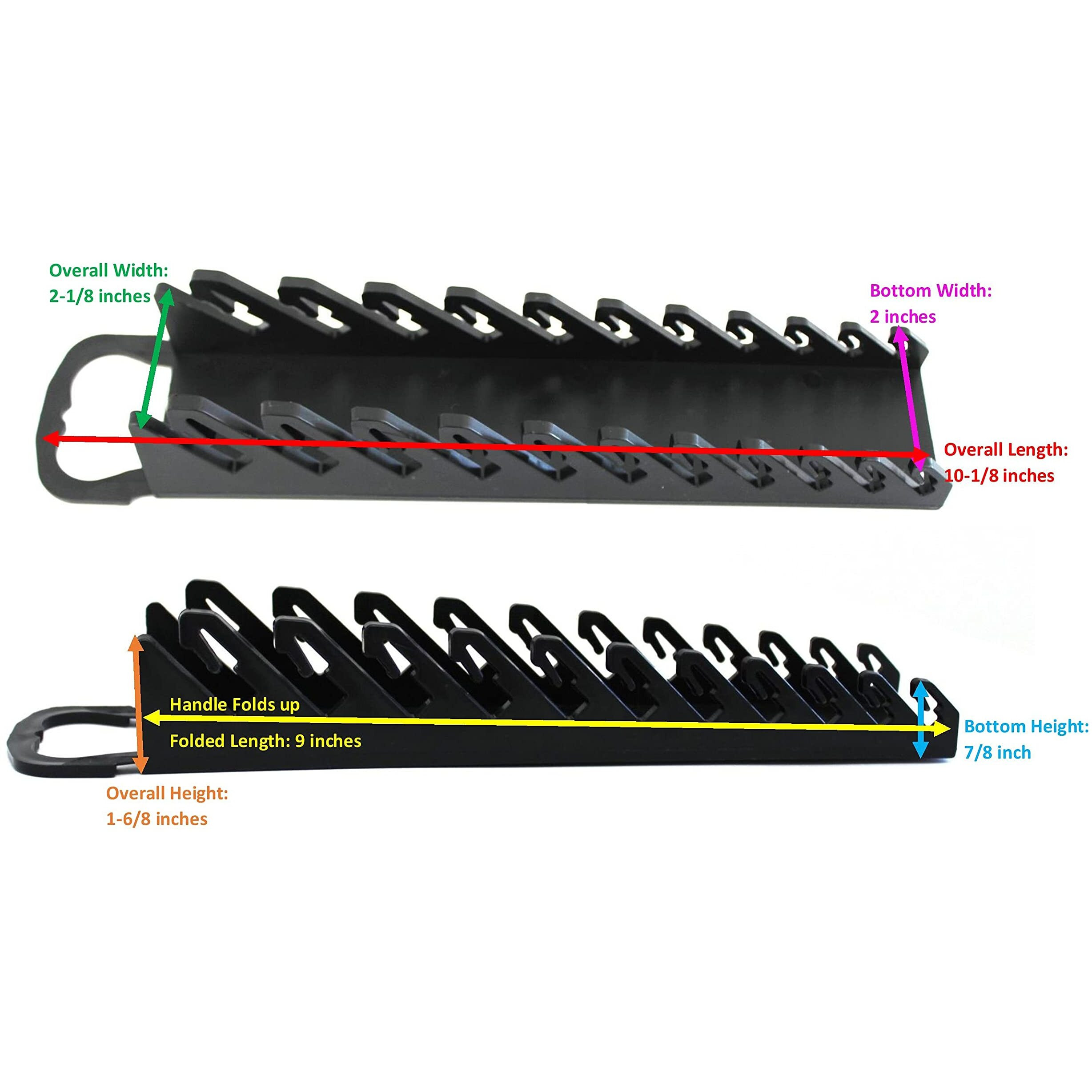 Jsp Manufacturing 11-Tool Gripper Wrench Organizer Tool Tray Kit For Stubby Or Line Wrenches (2 Piece Kit  Black & Red)