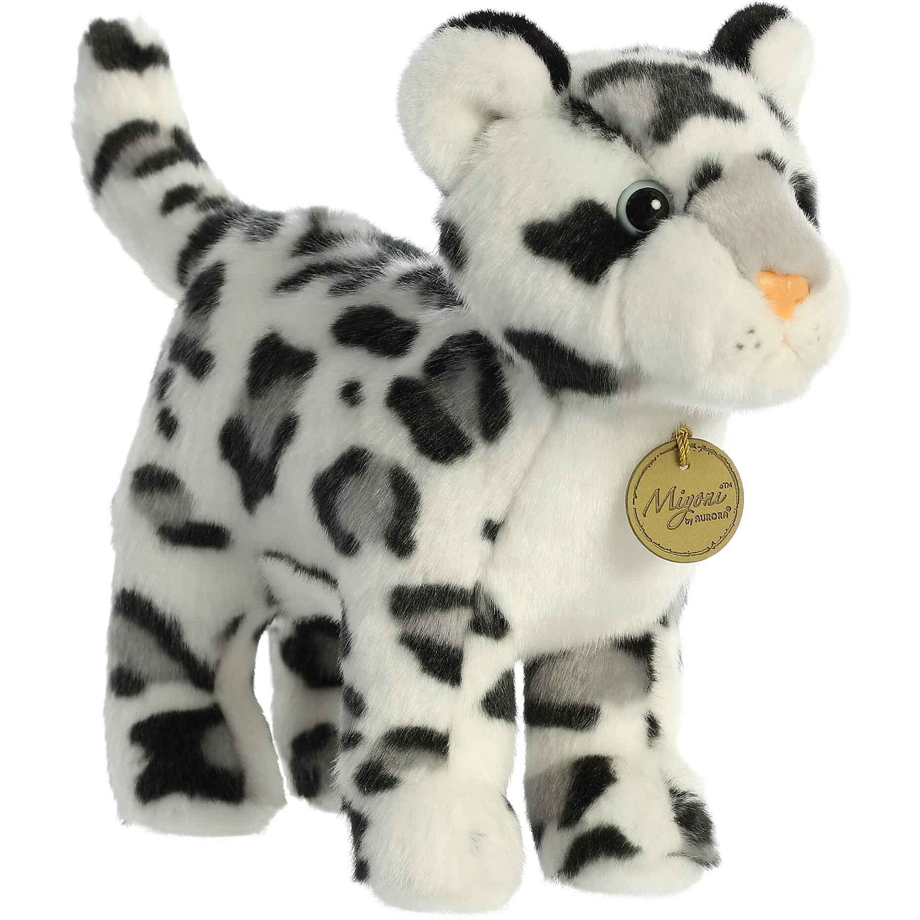 Aurora Realistic Miyoni Snow Leopard Stuffed Animal - Lifelike Detail - Cherished Companionship - White 10 Inches