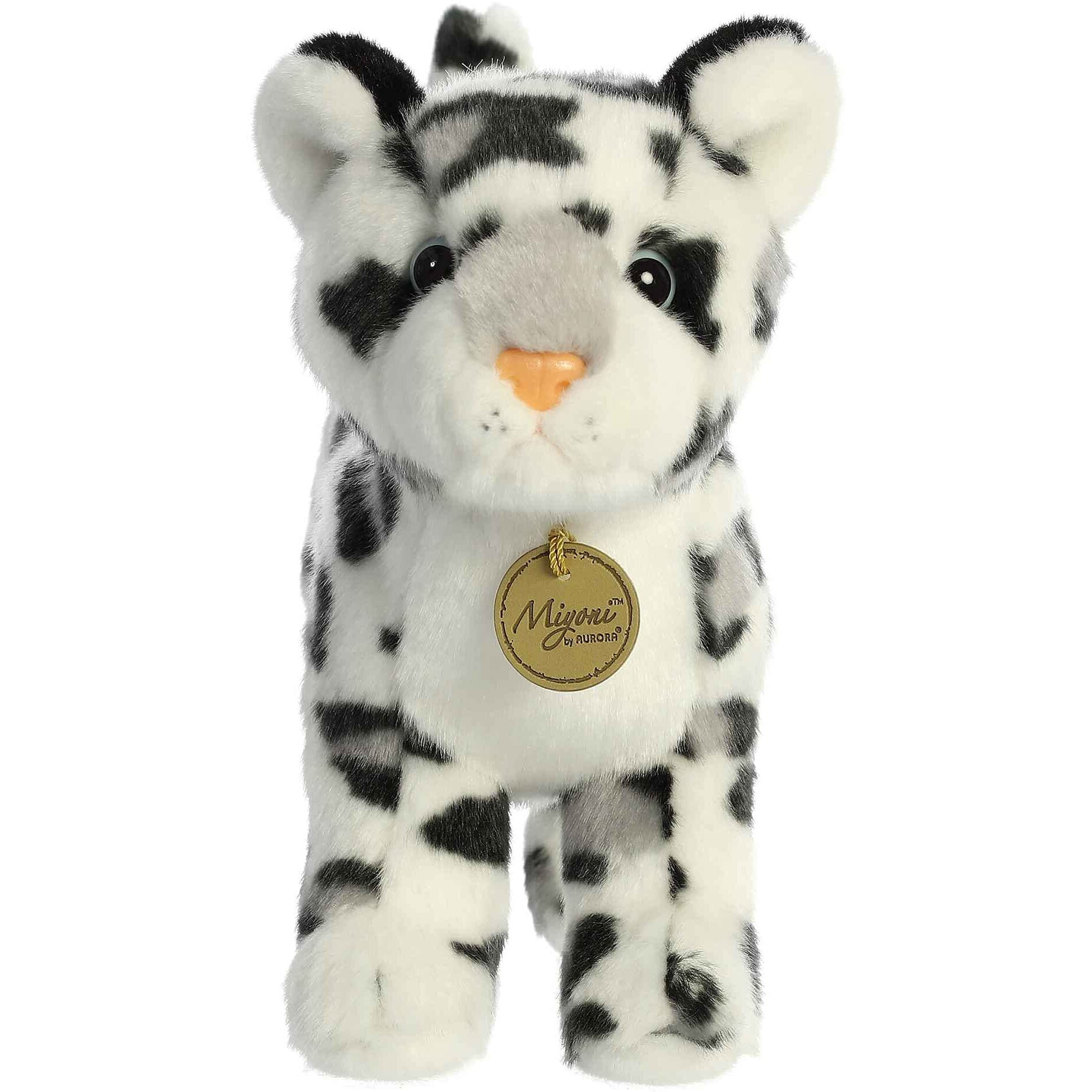 Aurora Realistic Miyoni Snow Leopard Stuffed Animal - Lifelike Detail - Cherished Companionship - White 10 Inches
