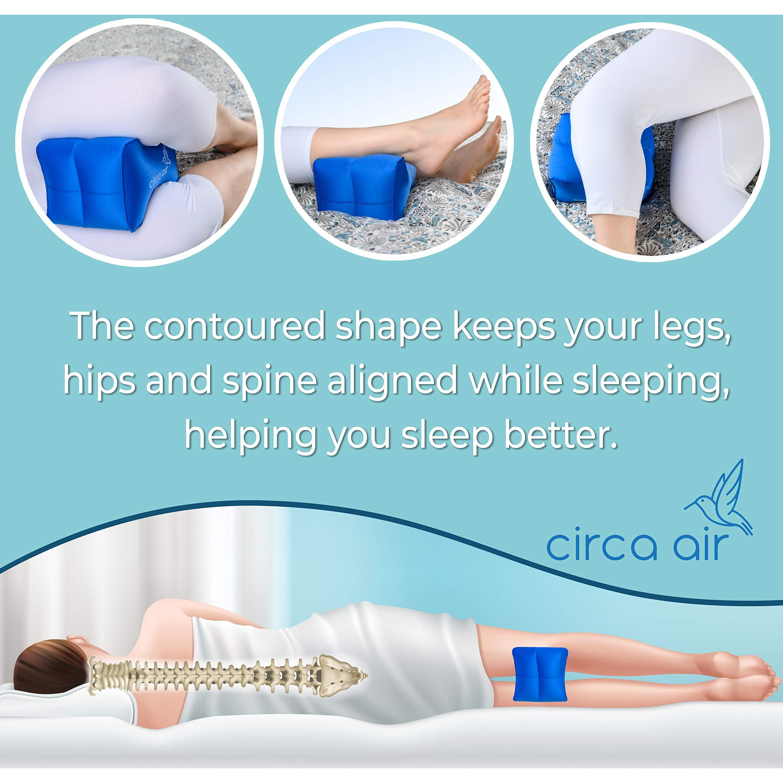 Circa Air Inflatable Knee Pillow For Side Sleepers - Orthopedic Knee Pillows For Sleeping  Sciatica Relief  Back Pain  Leg Pain  Hip Or Joint Pain. Weighs Only 1.98 Oz Perfect For Travel/Home