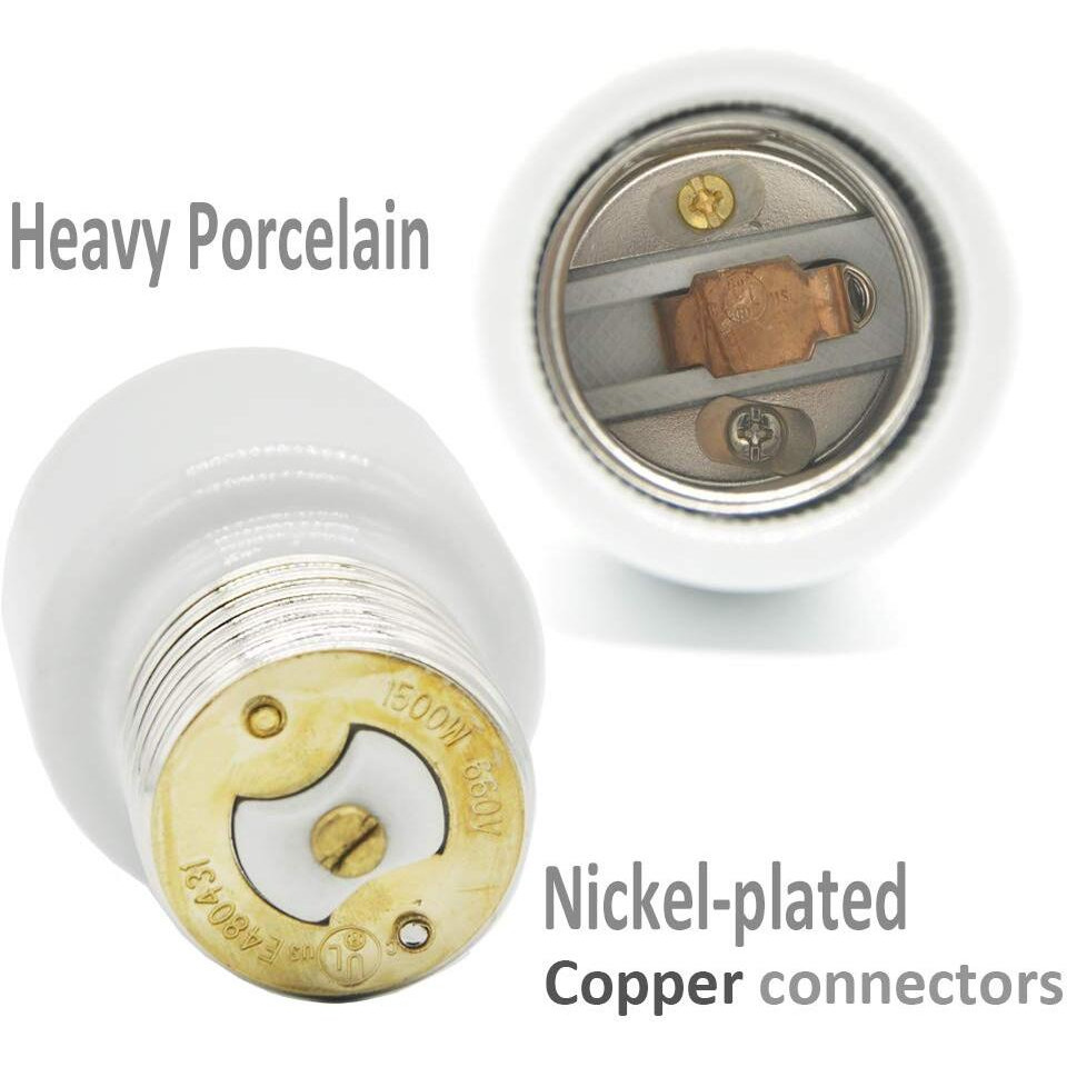 Emnooti Porcelain Mogul Socket Extender Mogul Base E39 Socket Extensions Adapter  E39 To E39 Screw Mogul Base Led Fluorescent Incandescent Lamp Holder Adapter 1500W 660V (10-Pack)