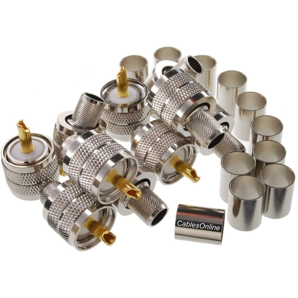 Cablesonline Uhf Pl-259 Male Crimp Type Connector For 50-Ohm Rg8/Rg213/Lmr400 Coax Wire (10 Pack)