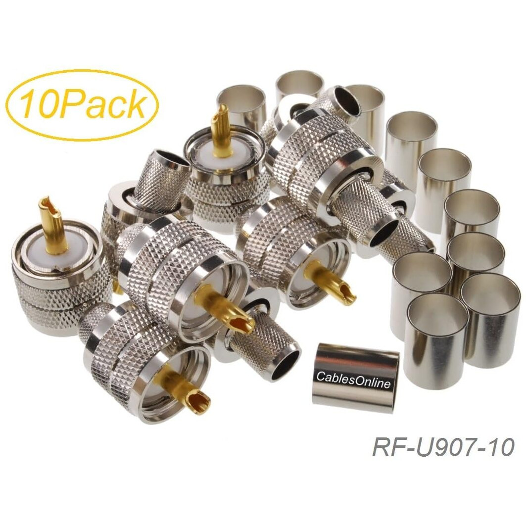 Cablesonline Uhf Pl-259 Male Crimp Type Connector For 50-Ohm Rg8/Rg213/Lmr400 Coax Wire (10 Pack)