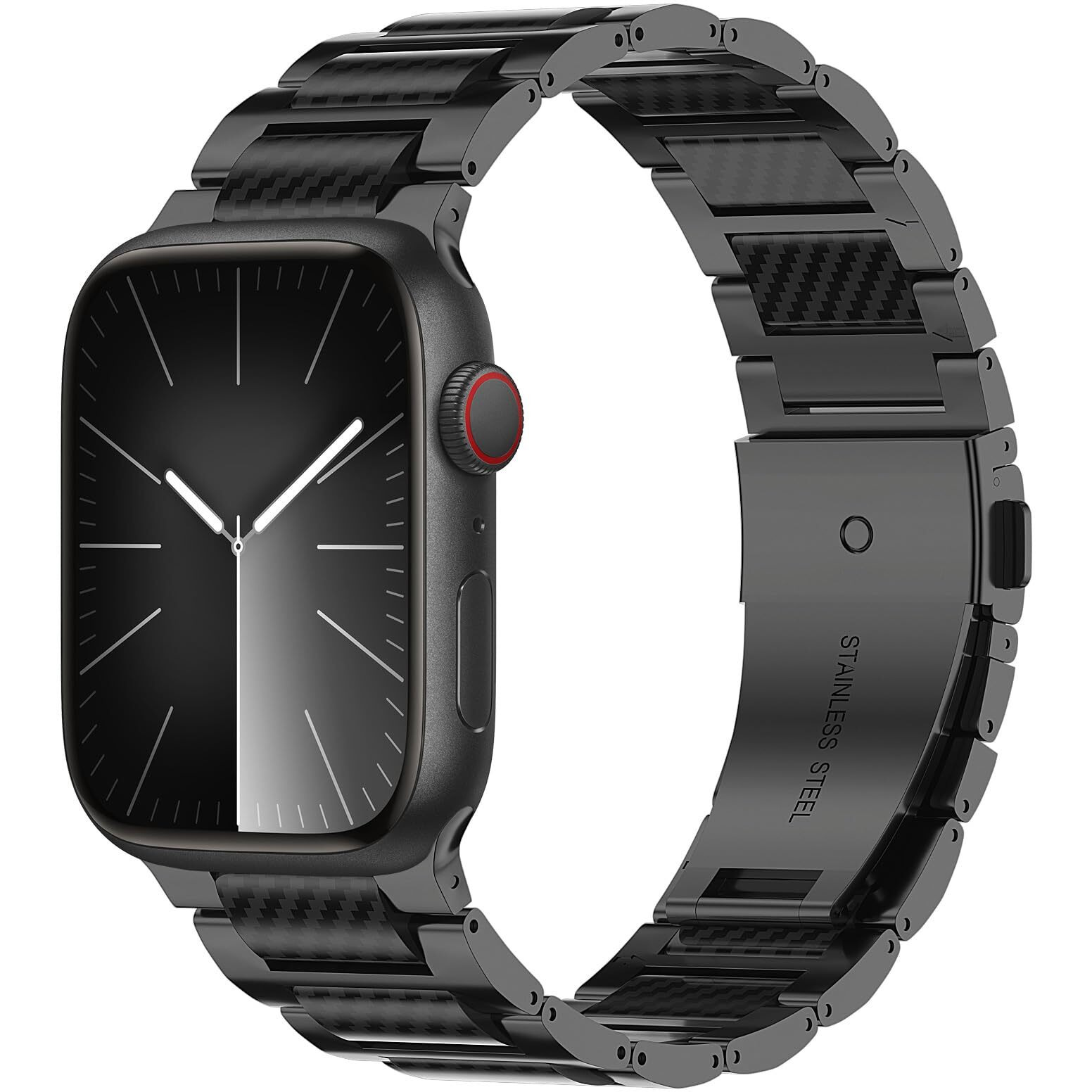 Iiteeology Carbon Band Compatible With Apple Watch 49/45/44/42Mm  Men Light Genuine Carbon Fiber Band For Iwatch Ultra 2/Ultra/Series 9 8 7 6 5 4 3 2 1 - Black
