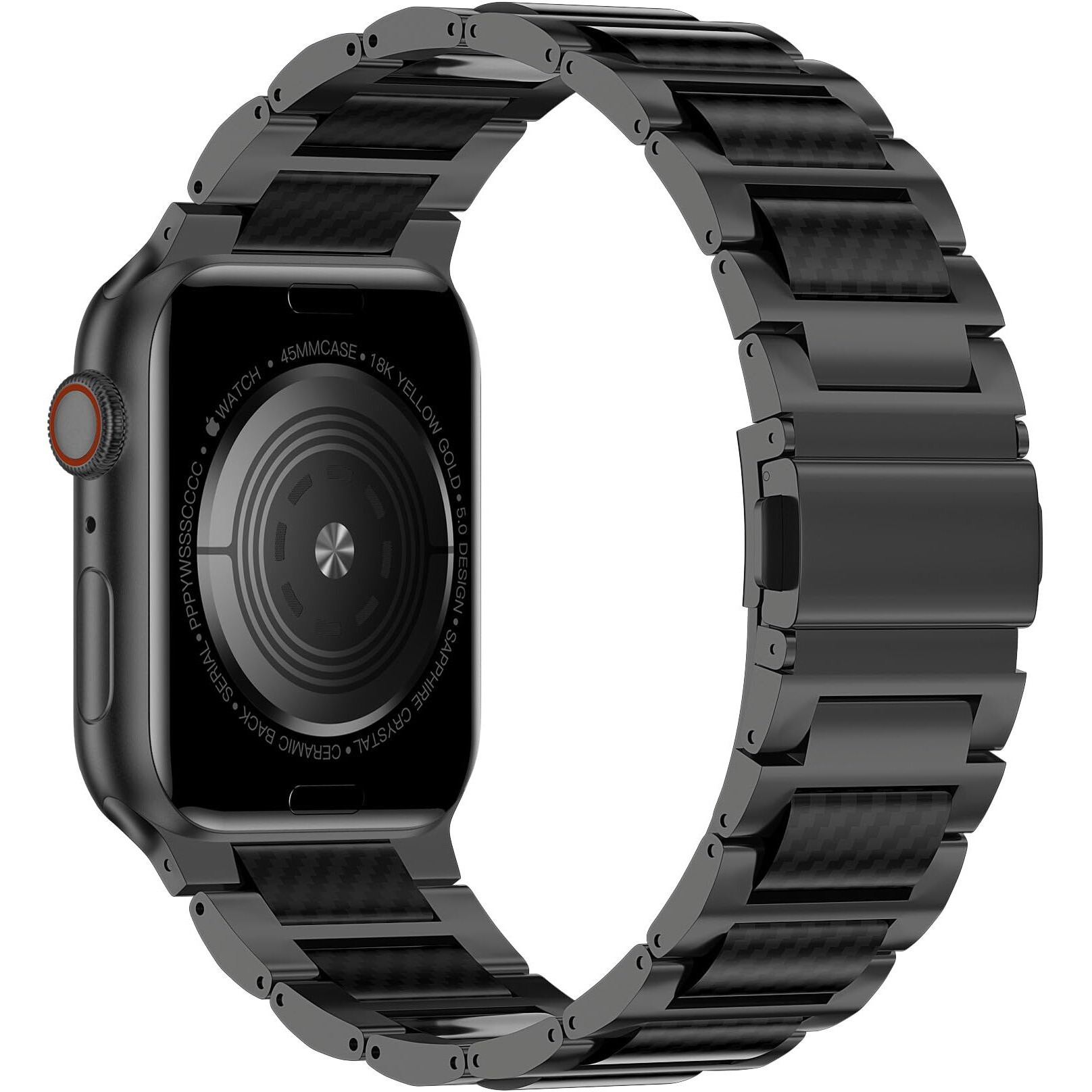 Iiteeology Carbon Band Compatible With Apple Watch 49/45/44/42Mm  Men Light Genuine Carbon Fiber Band For Iwatch Ultra 2/Ultra/Series 9 8 7 6 5 4 3 2 1 - Black