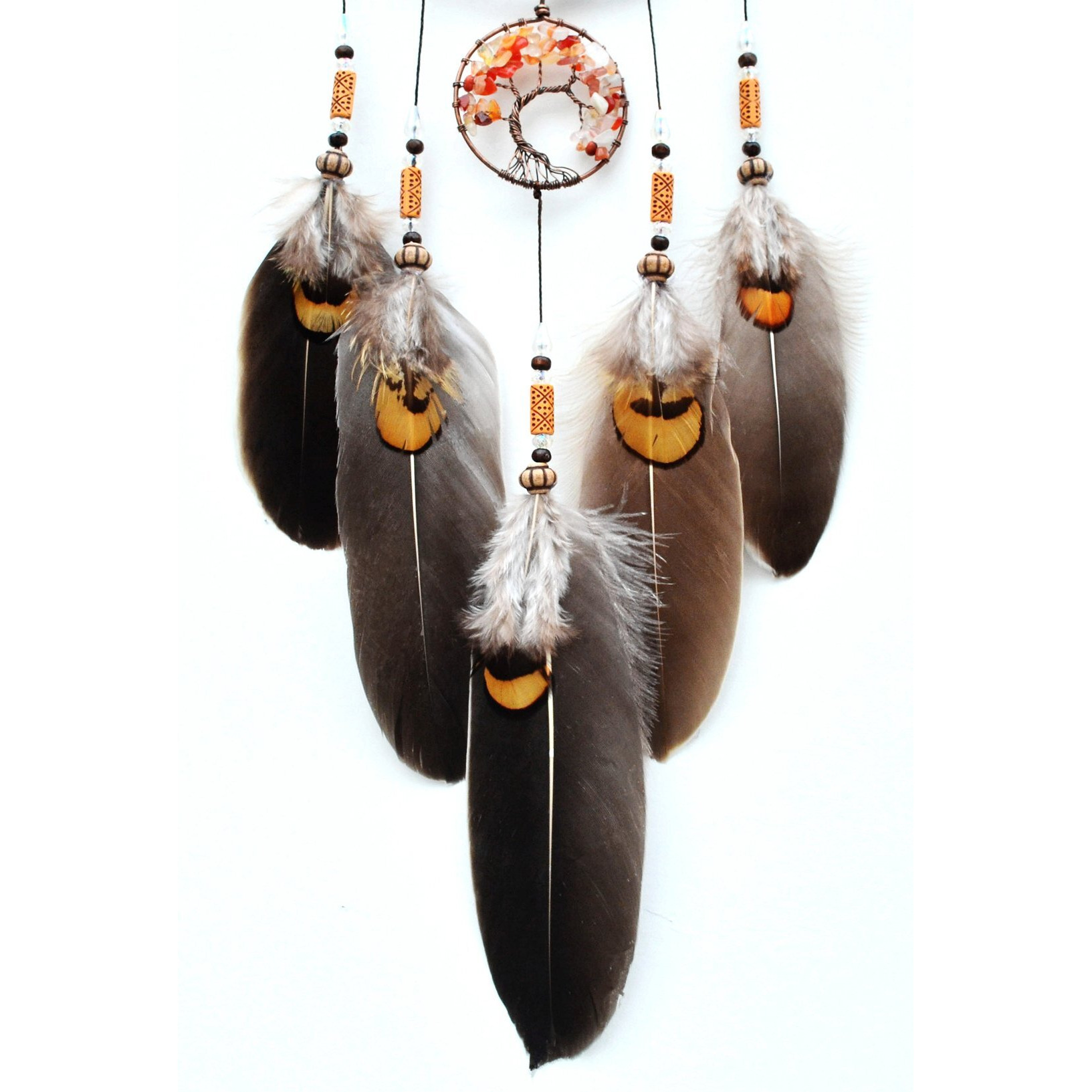 Urdeoms Tree Of Life Dream Catchers For Girls Boho Dream Catcher Wall Decor For Bedroom Adult Crystal Red Agate Healing Stone Hanging Ornament Decoration Cute Room Decor 18"" Length(No.17)