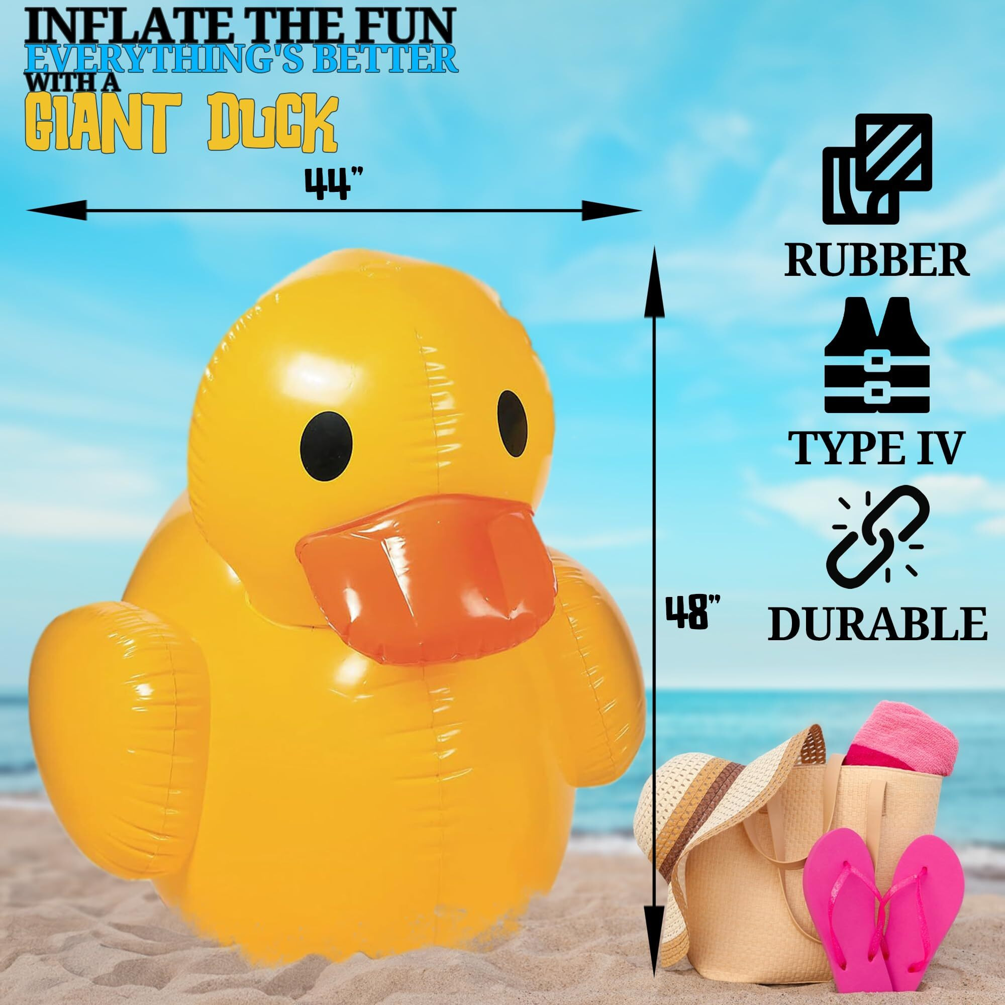 Fun Express Giant Blow Up Duck  Great For Baby Showers  Birthdays And Pool Parties  Nearly 4 Feet Long And Tall