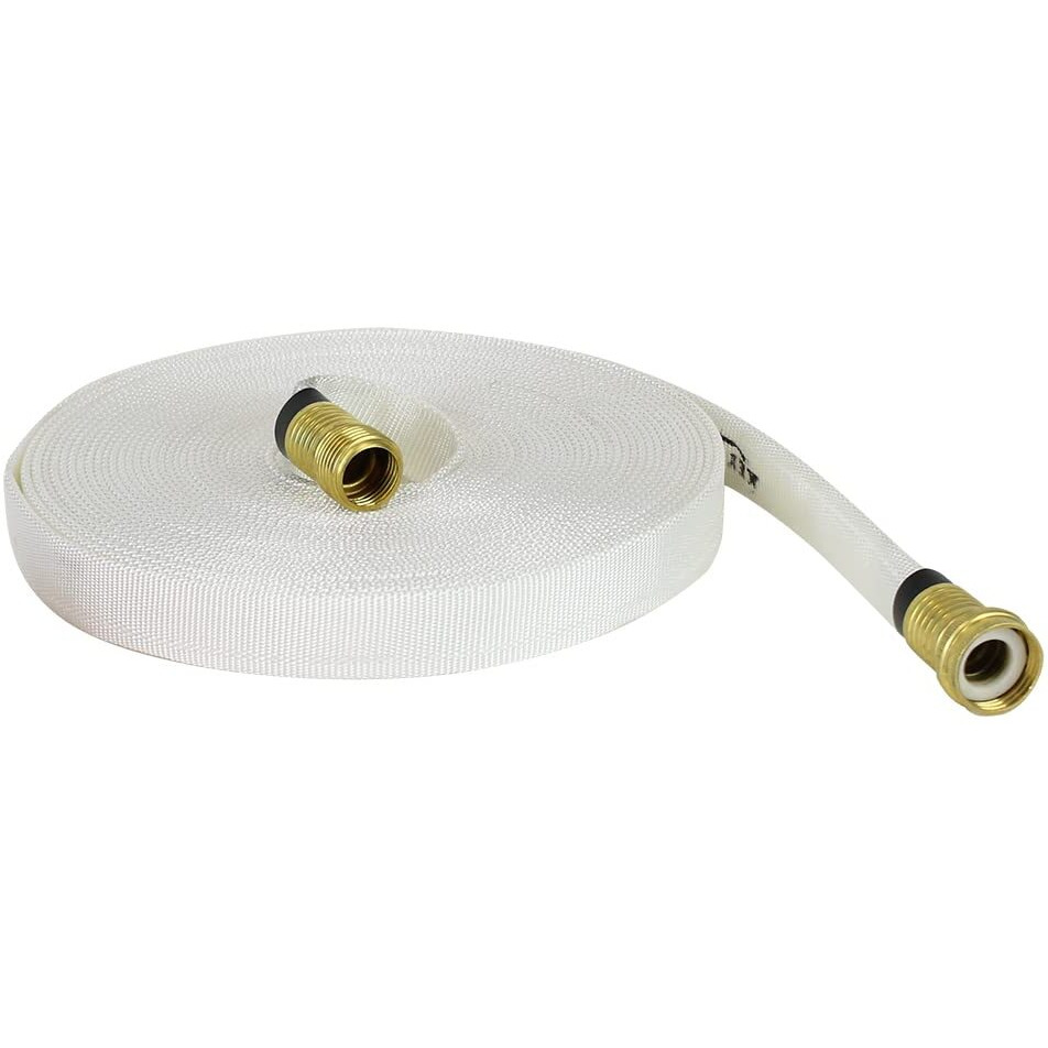 Firehosedirect Garden Lay Flat Hose 5/8Inches X 50' Forestry Hose - (Garden Hose Couplings) - Service Pressure - 300 Psi - Made In The Usa - White