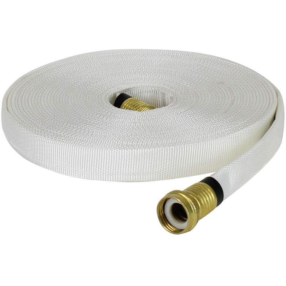 Firehosedirect Garden Lay Flat Hose 5/8Inches X 50' Forestry Hose - (Garden Hose Couplings) - Service Pressure - 300 Psi - Made In The Usa - White
